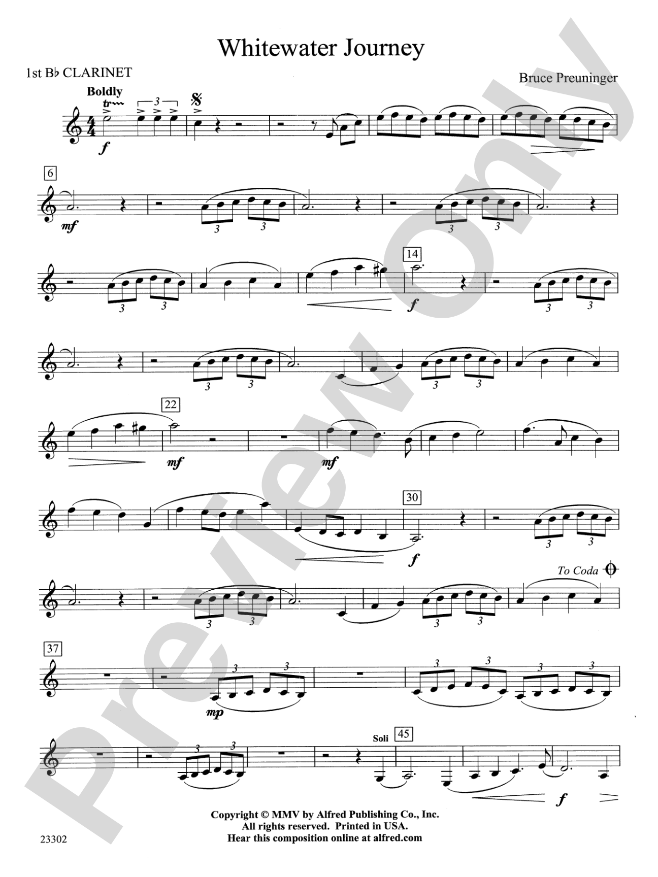 White Water Journey: 1st B-flat Clarinet