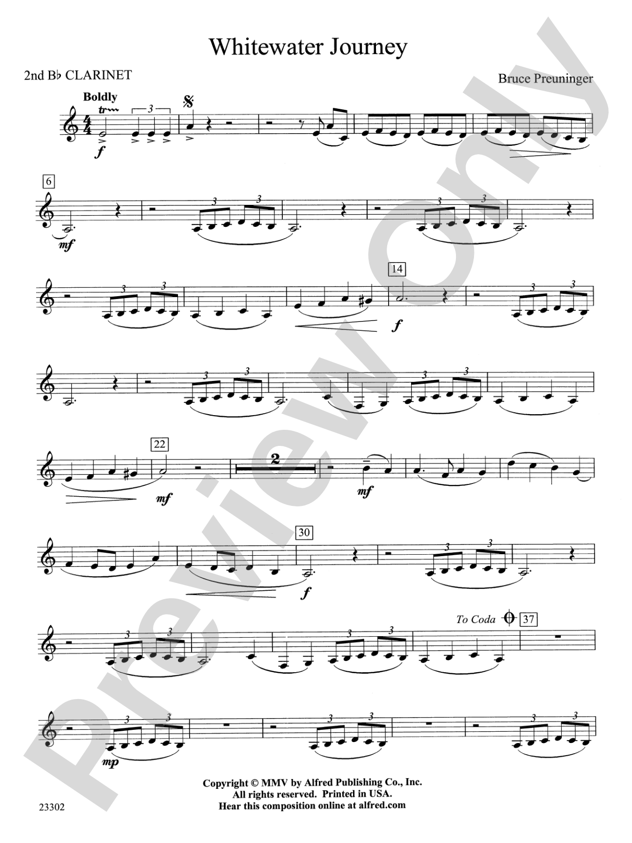 White Water Journey: 2nd B-flat Clarinet