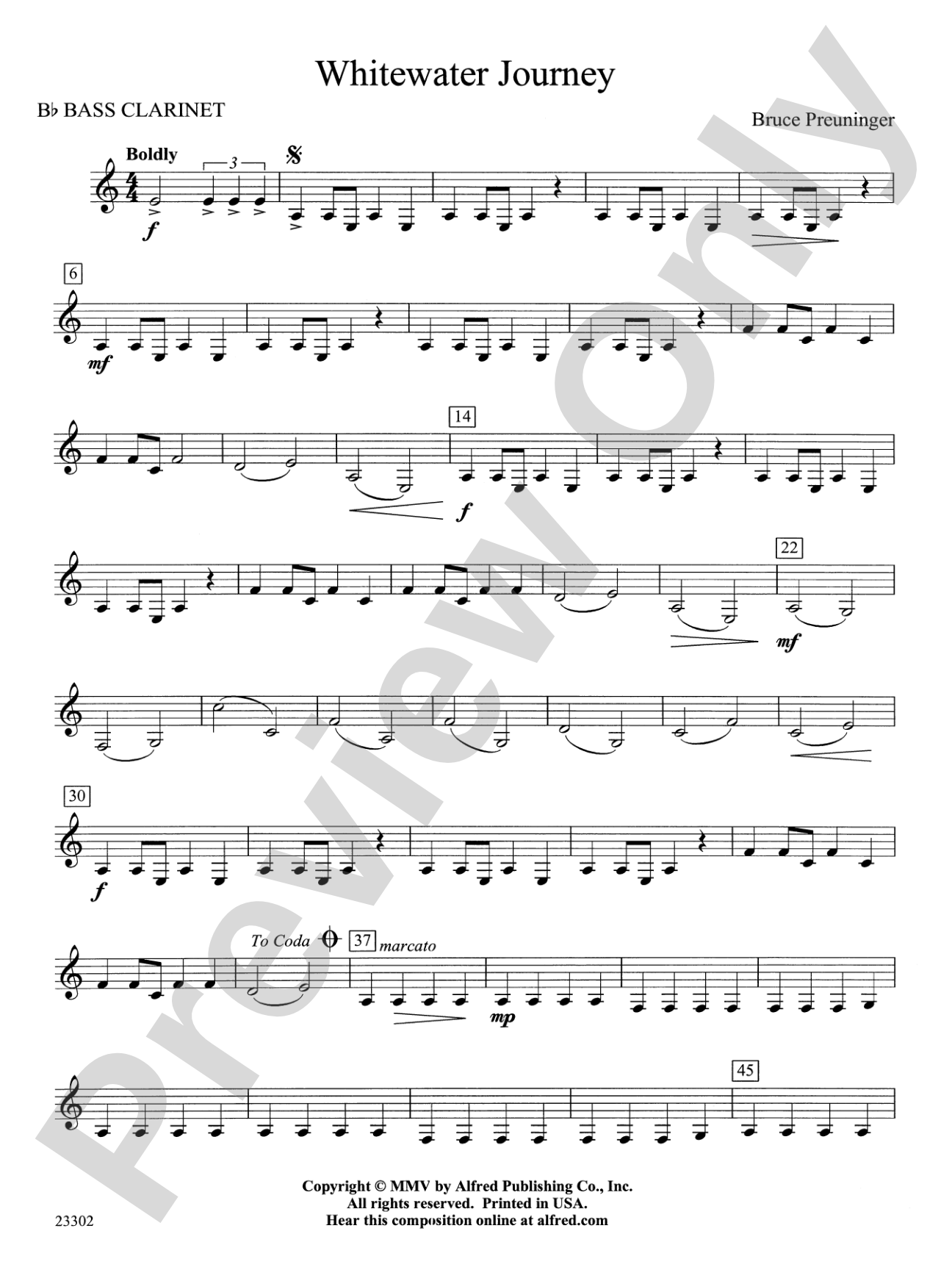White Water Journey: B-flat Bass Clarinet