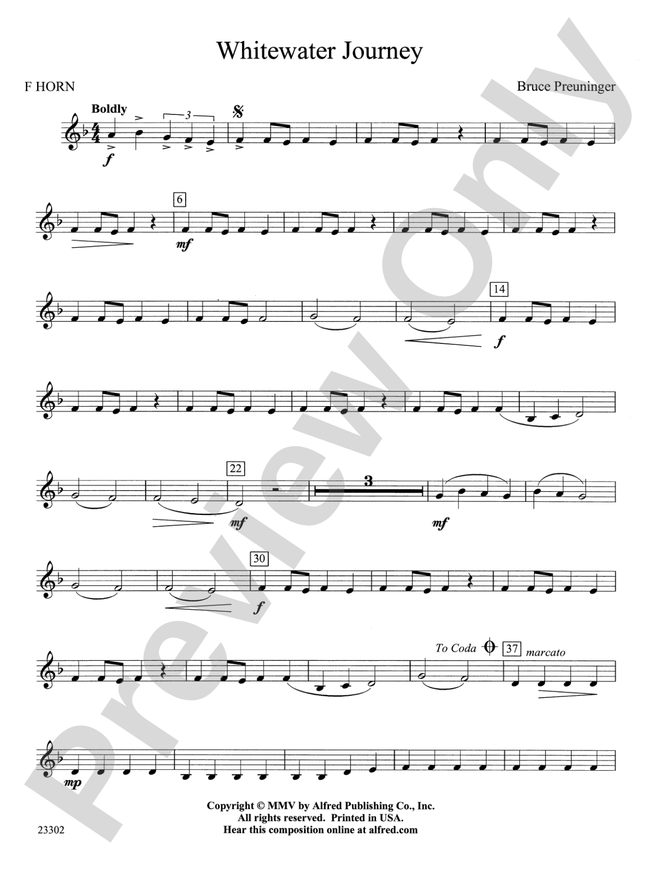 White Water Journey: 1st F Horn