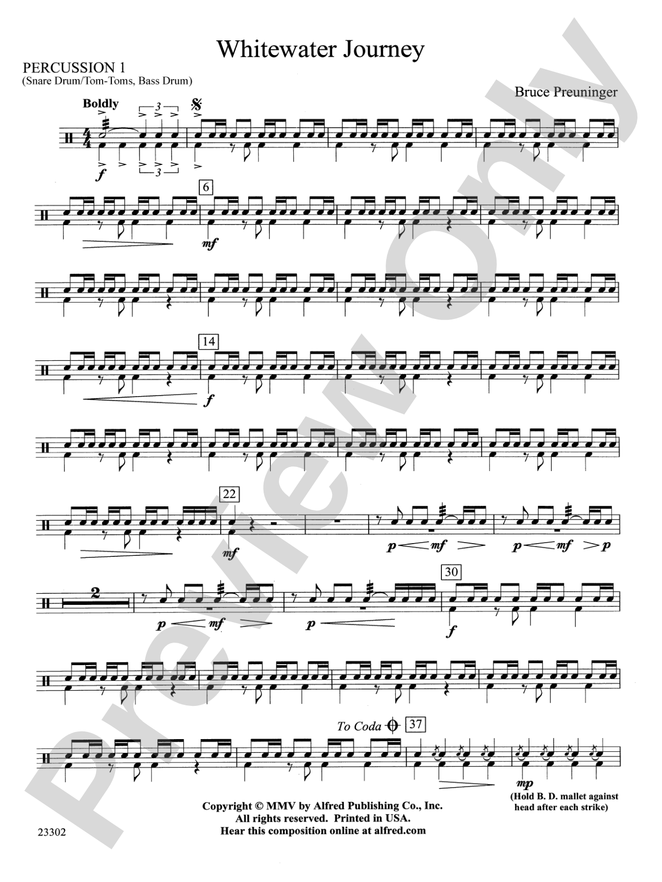White Water Journey: 1st Percussion