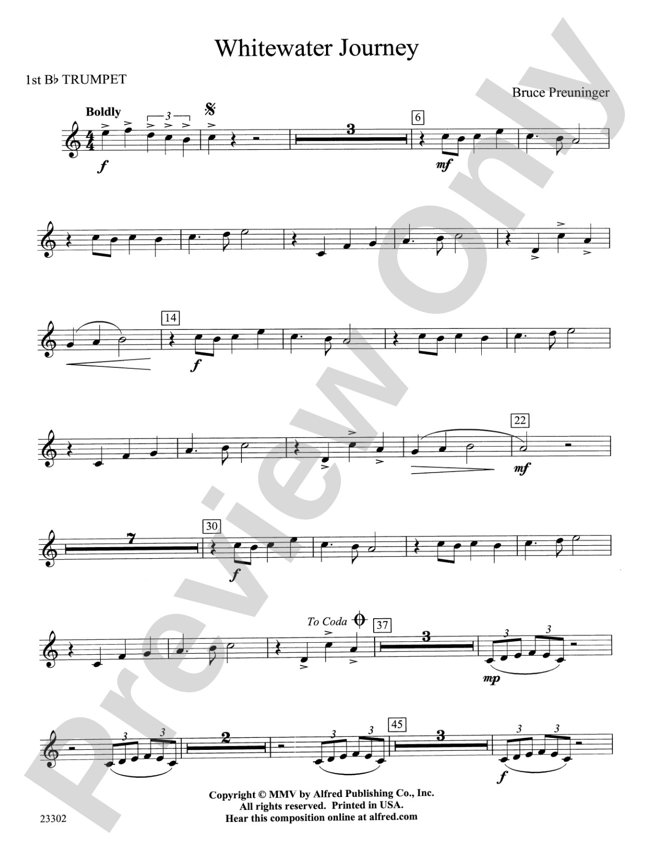 White Water Journey: 1st B-flat Trumpet