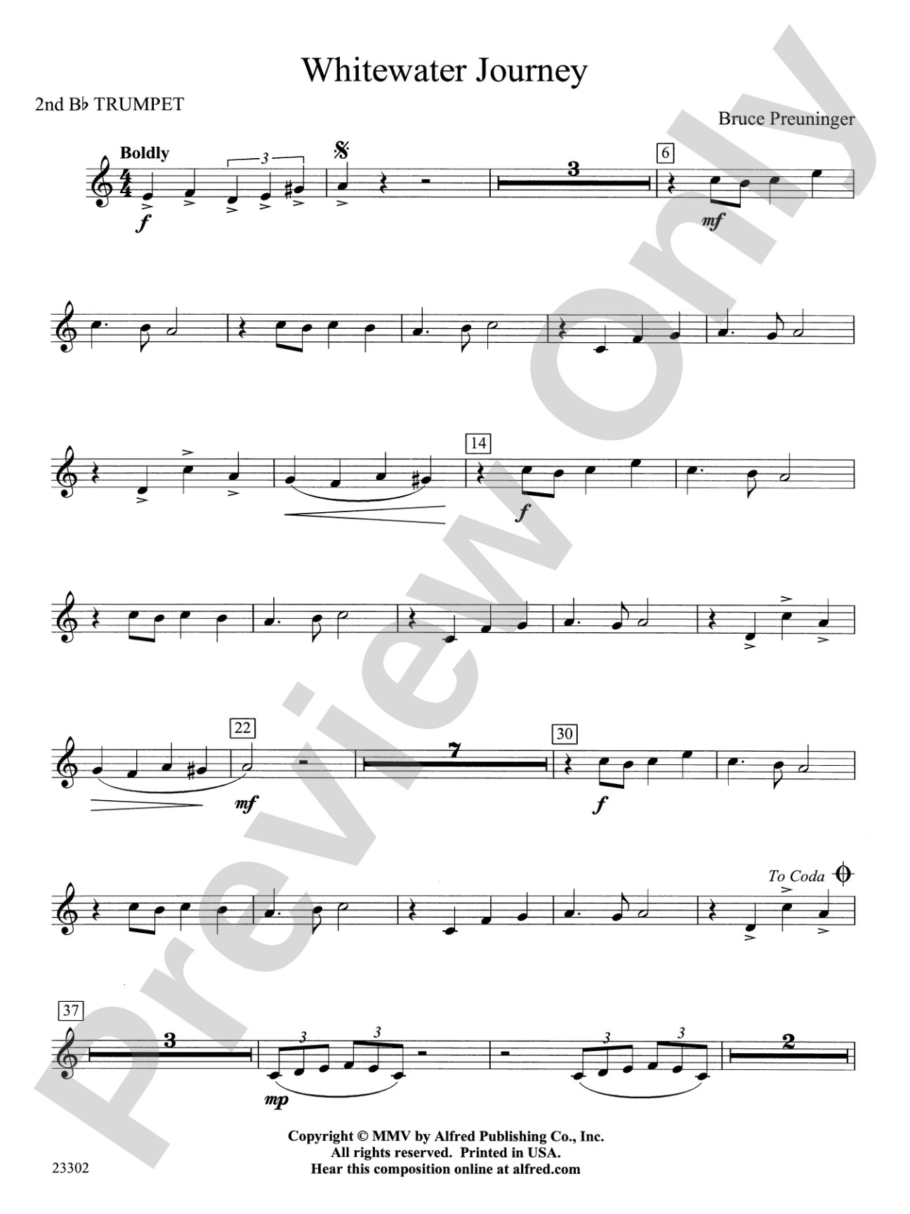 White Water Journey: 2nd B-flat Trumpet