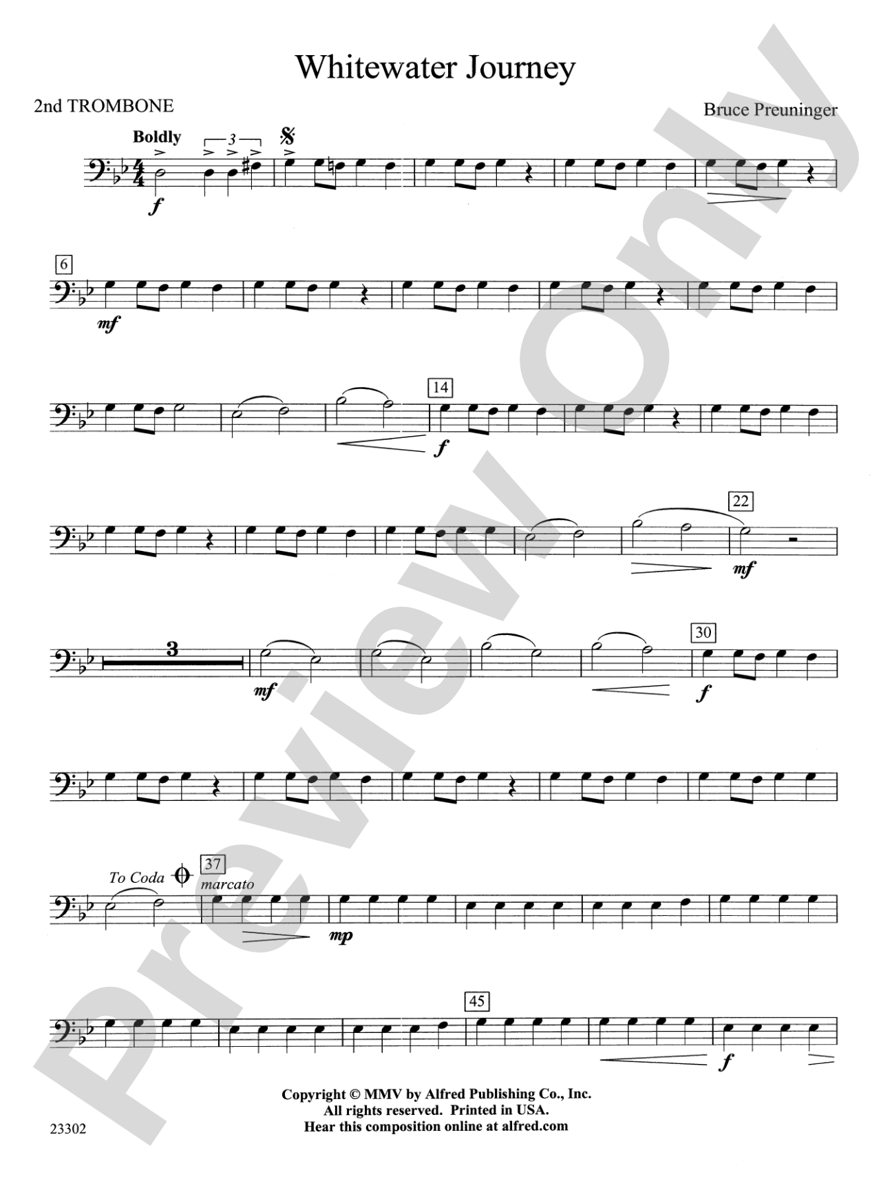 White Water Journey: 2nd Trombone