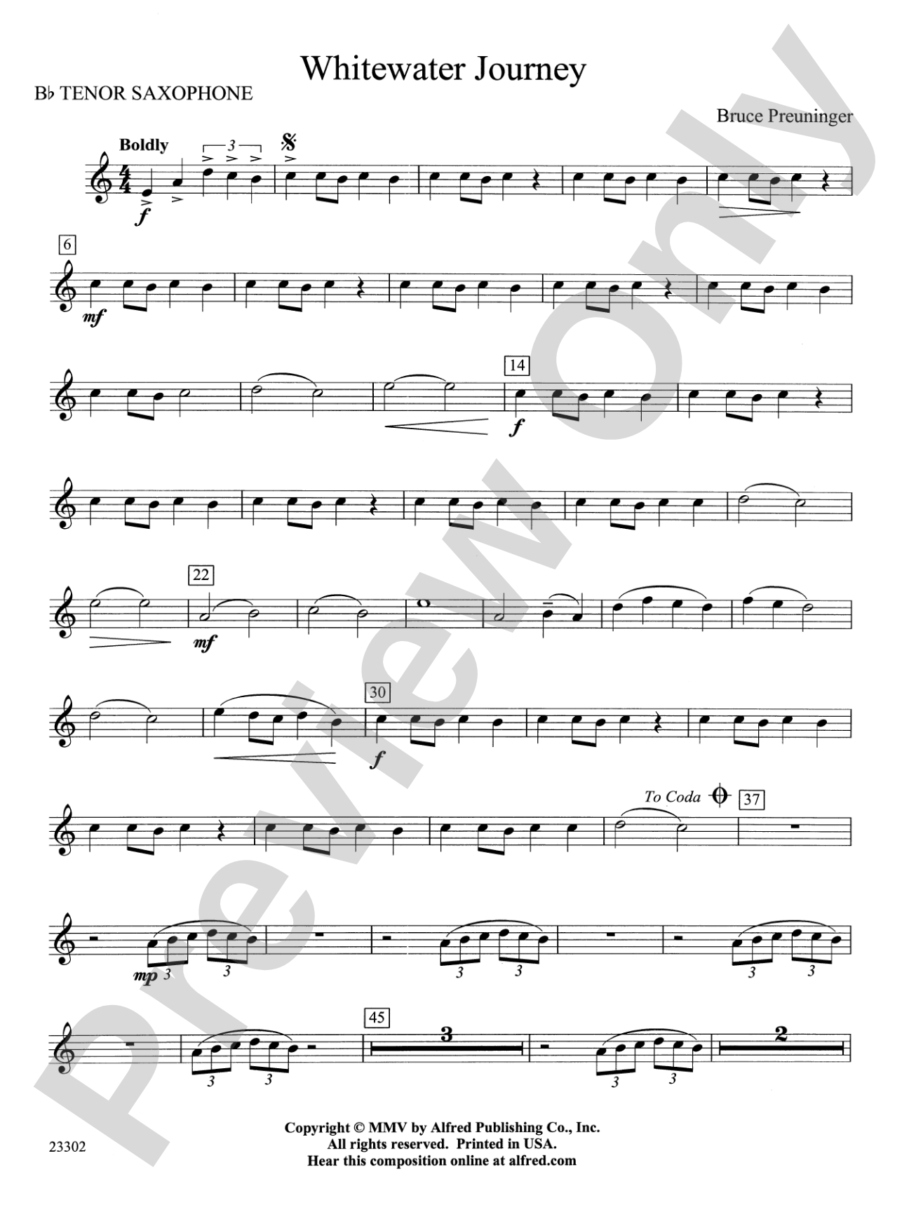 White Water Journey: B-flat Tenor Saxophone
