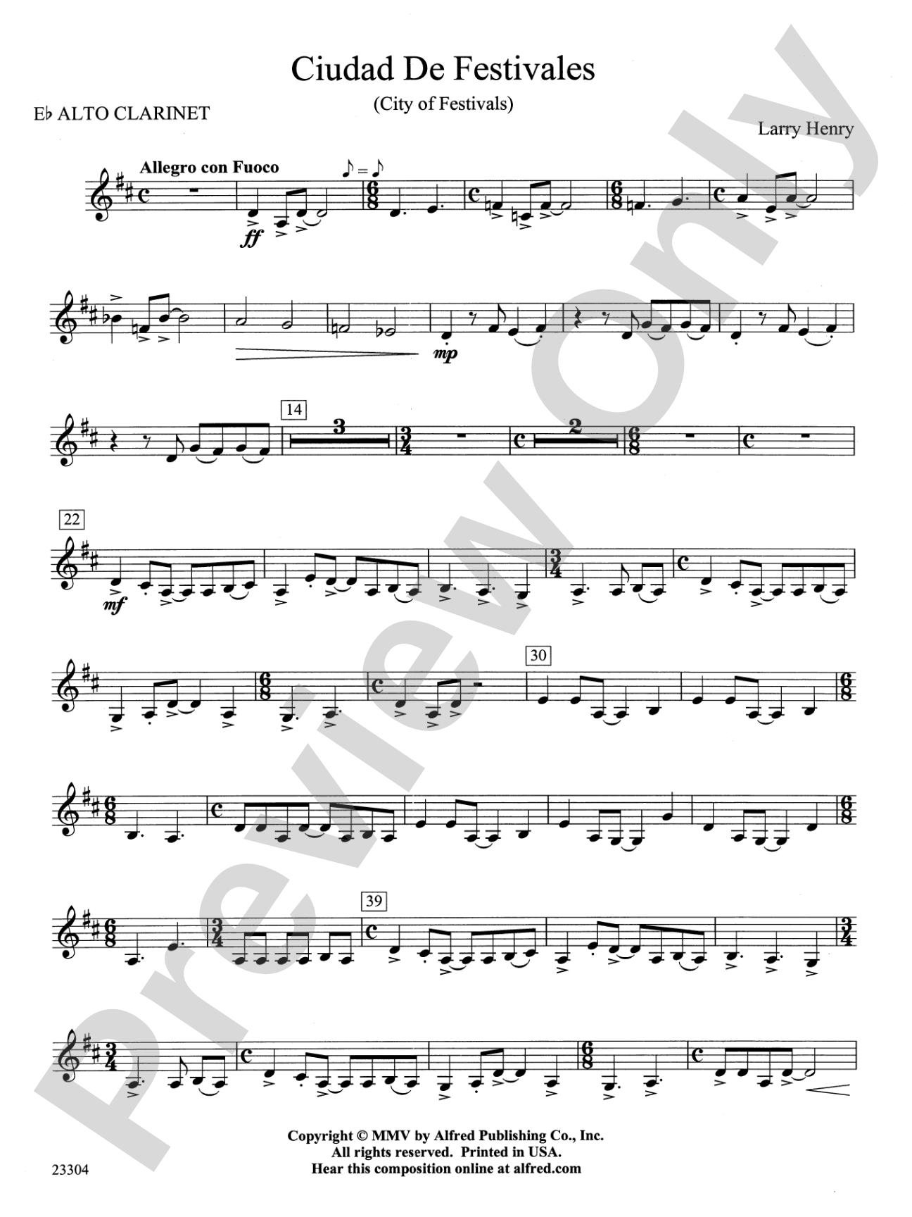 Ciudad de Festivales: E-flat Alto Clarinet