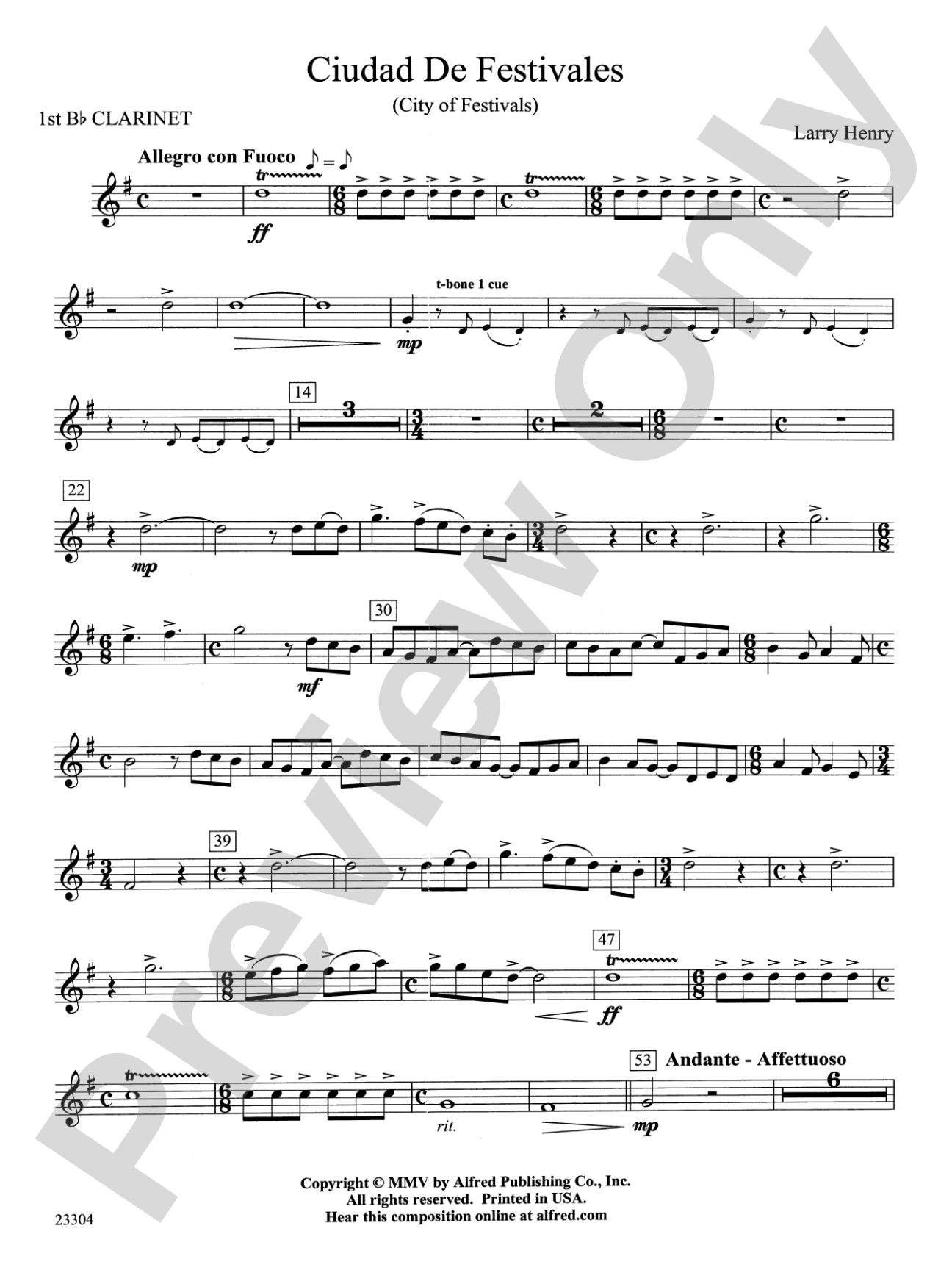 Ciudad de Festivales: 1st B-flat Clarinet