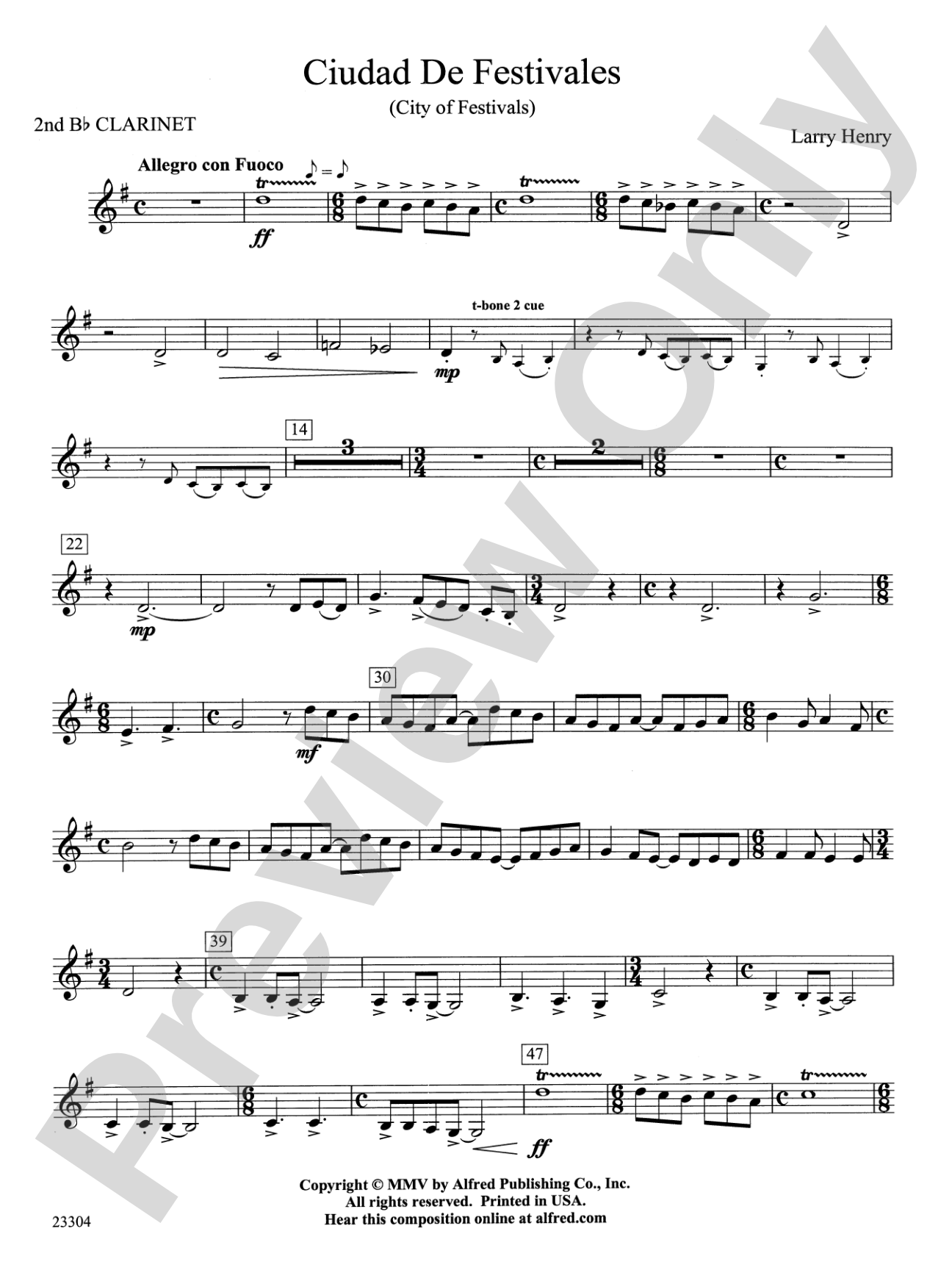 Ciudad de Festivales: 2nd B-flat Clarinet