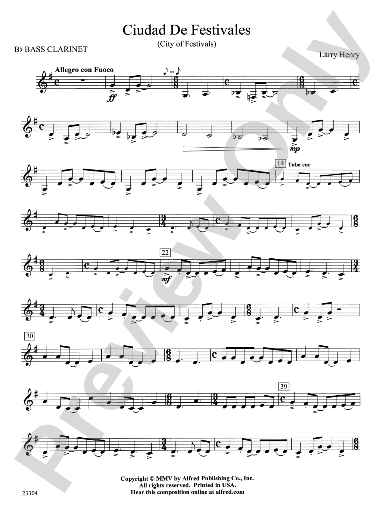 Ciudad de Festivales: B-flat Bass Clarinet