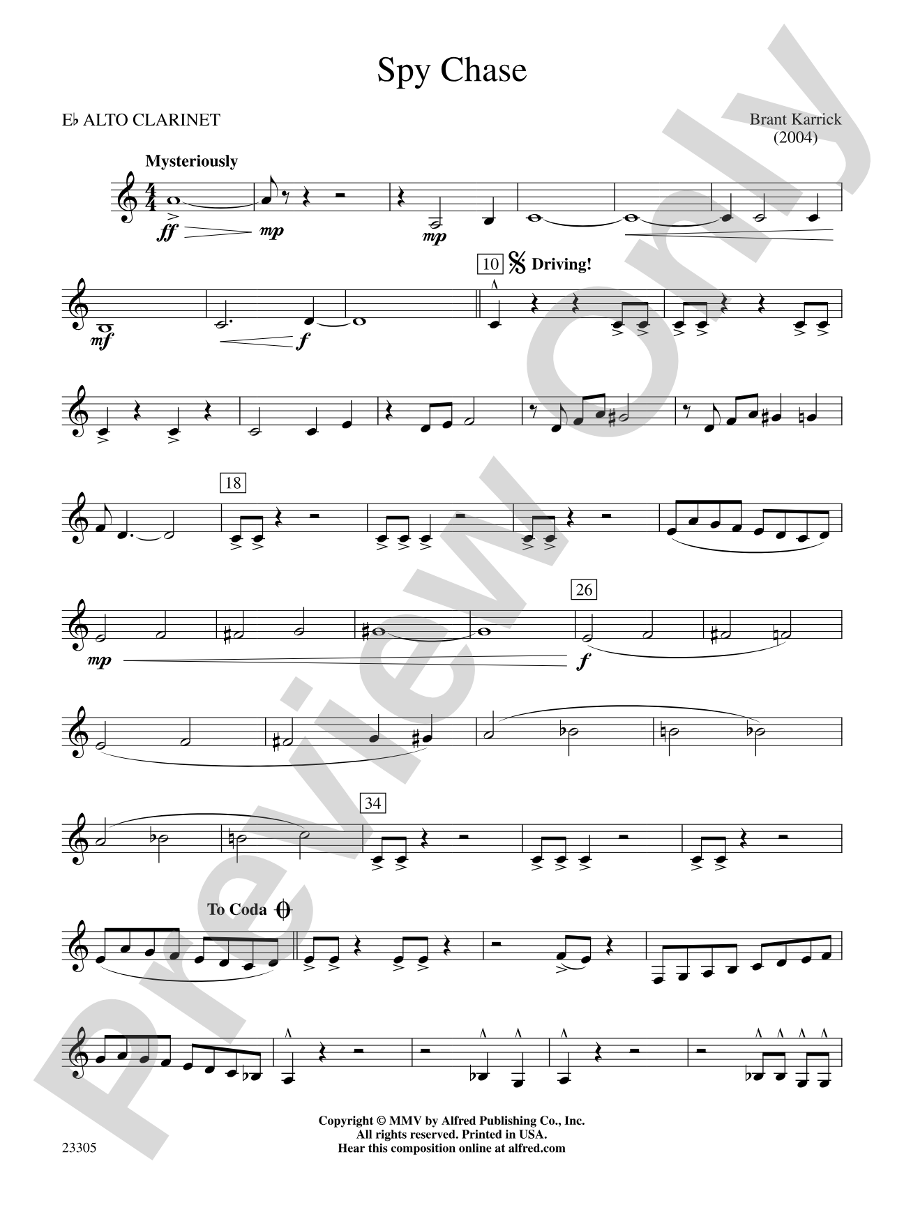 Spy Chase: E-flat Alto Clarinet