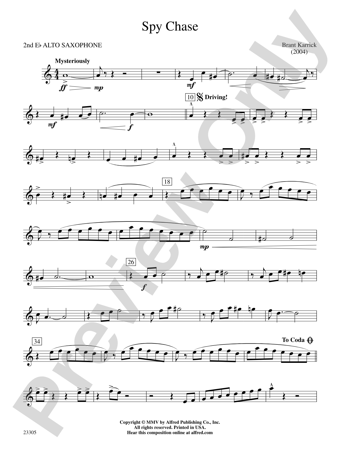 Spy Chase: 2nd E-flat Alto Saxophone