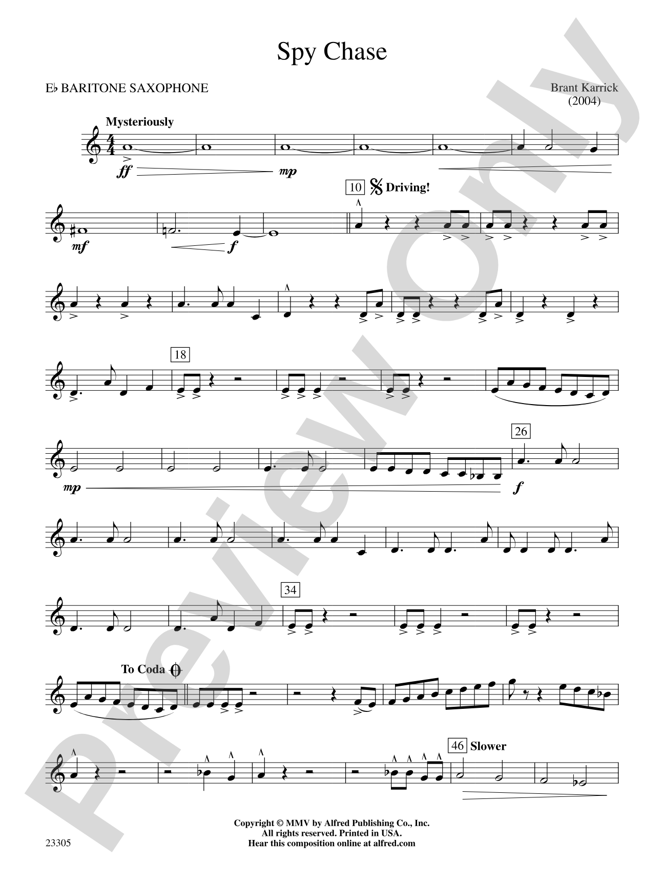 Spy Chase: E-flat Baritone Saxophone