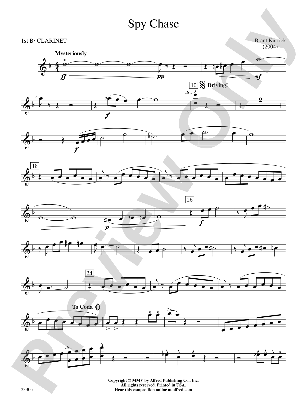 Spy Chase: 1st B-flat Clarinet