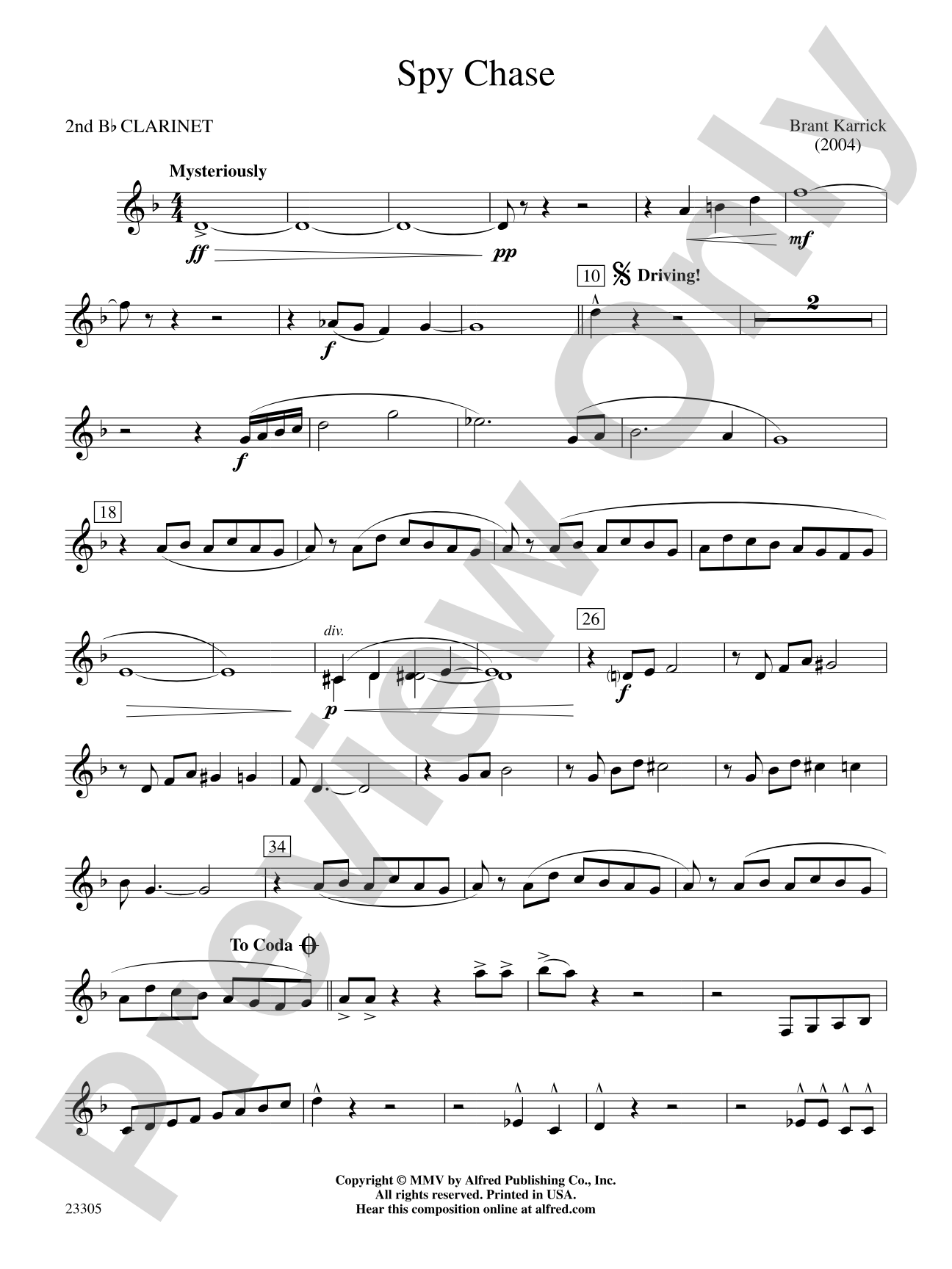 Spy Chase: 2nd B-flat Clarinet