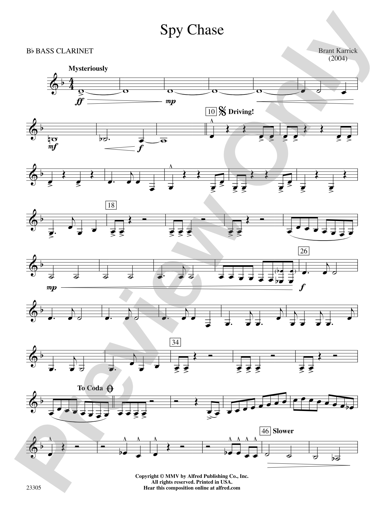 Spy Chase: B-flat Bass Clarinet