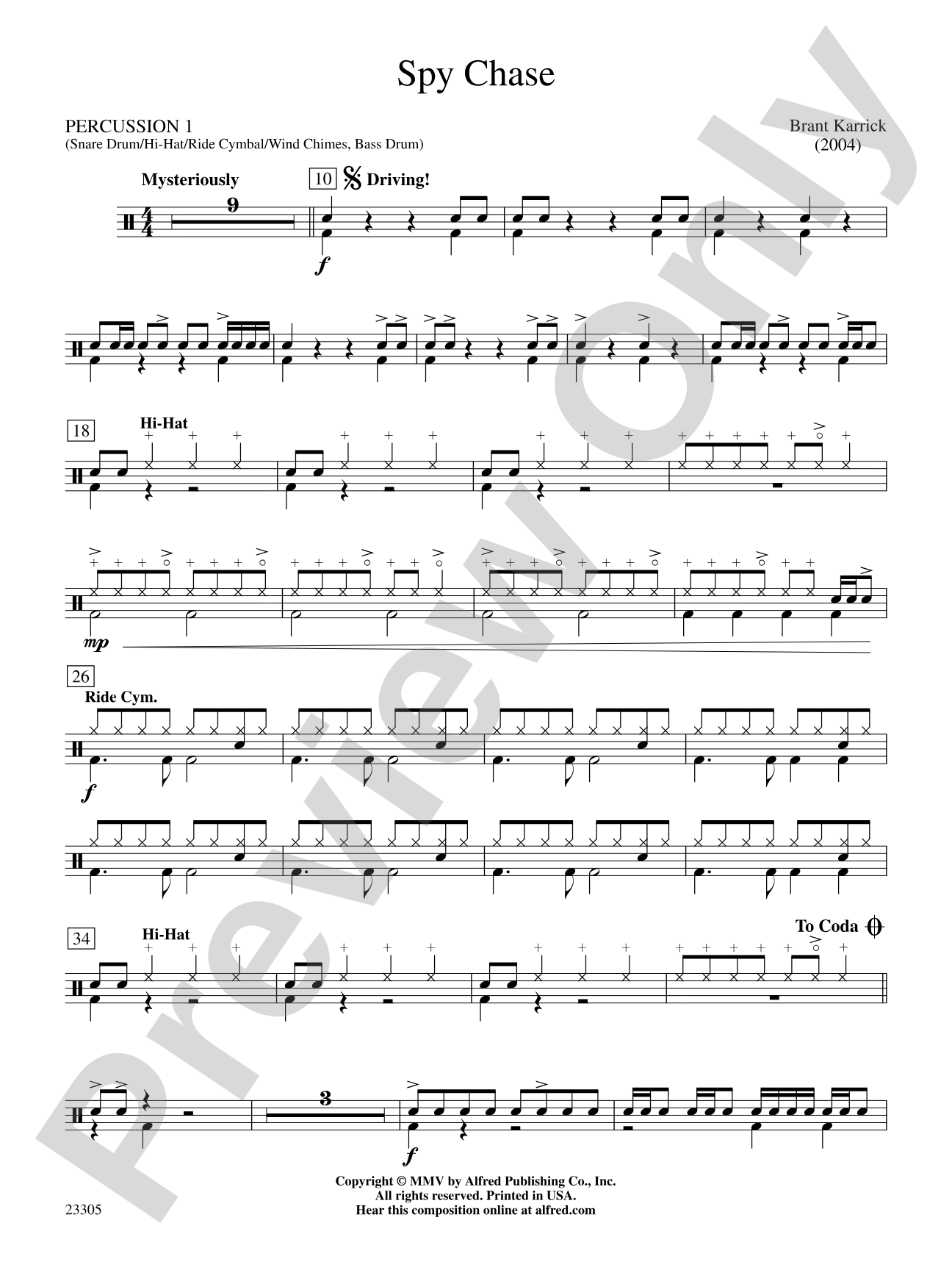 Spy Chase: 1st Percussion