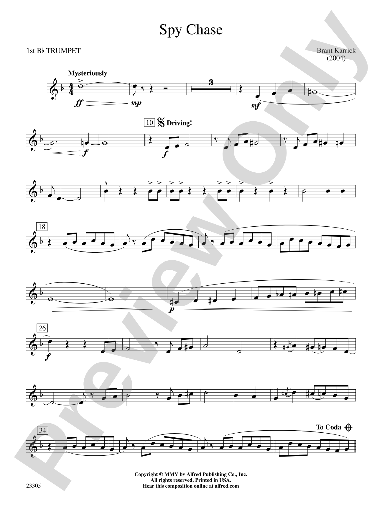 Spy Chase: 1st B-flat Trumpet