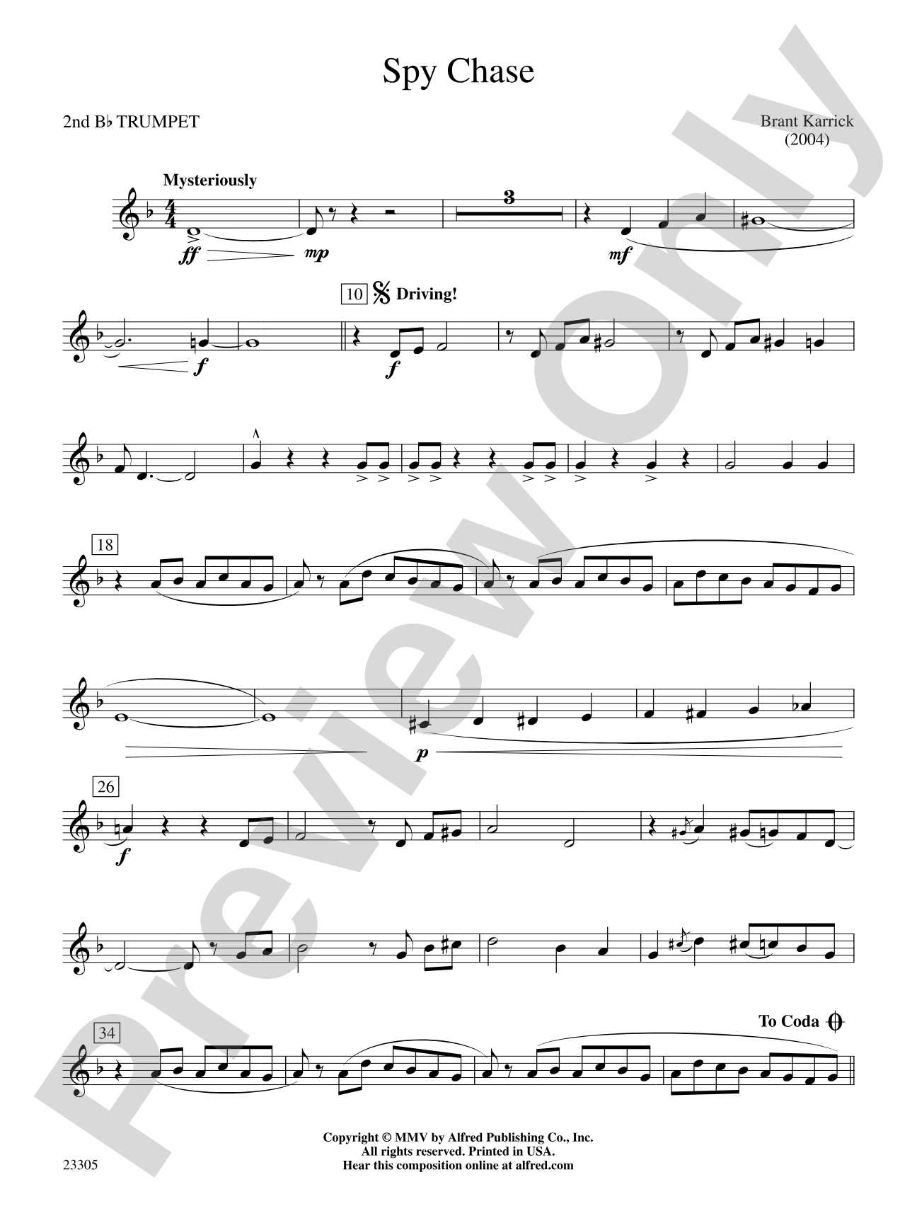 Spy Chase: 2nd B-flat Trumpet