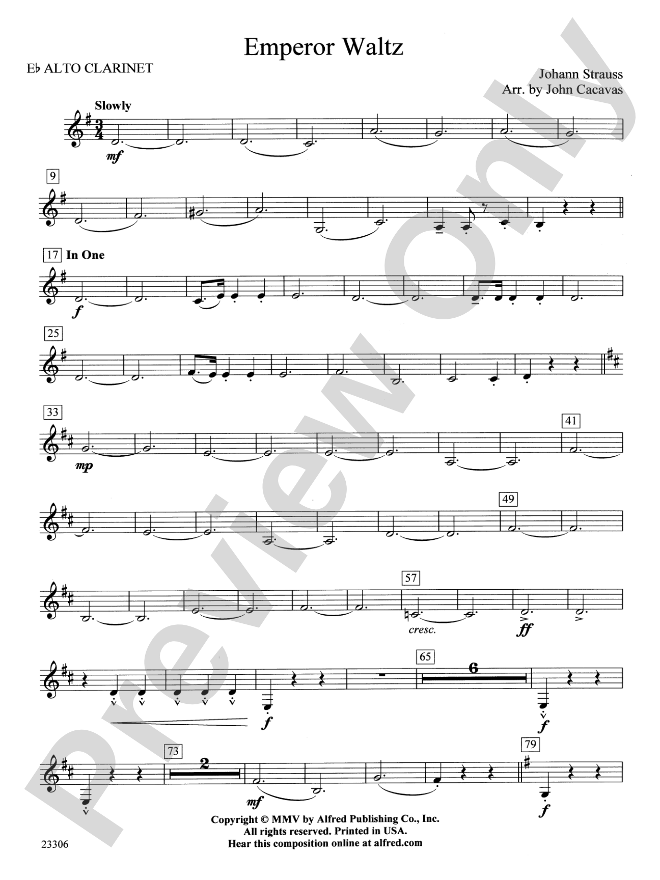 Emperor Waltz: E-flat Alto Clarinet