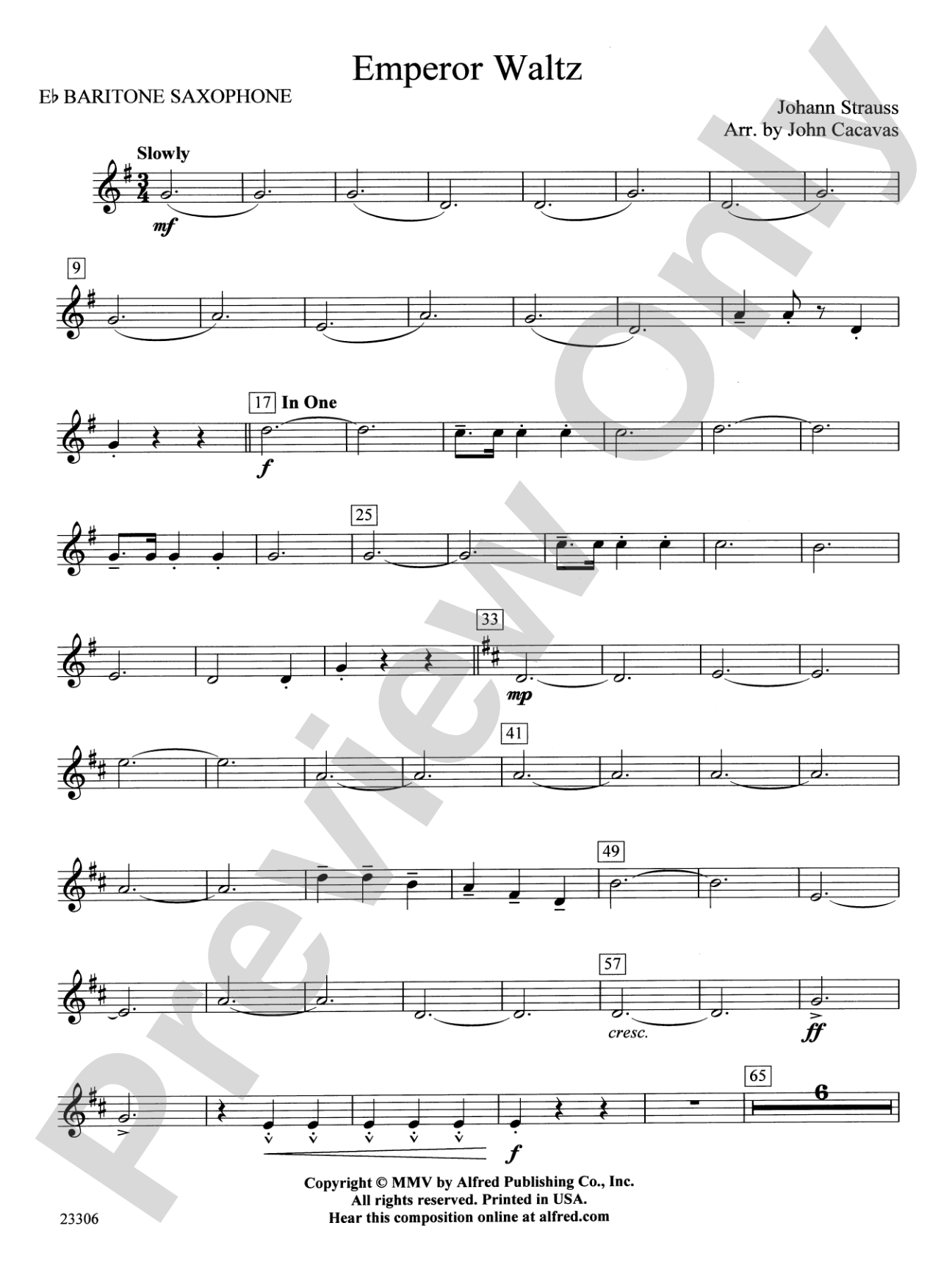 Emperor Waltz: E-flat Baritone Saxophone