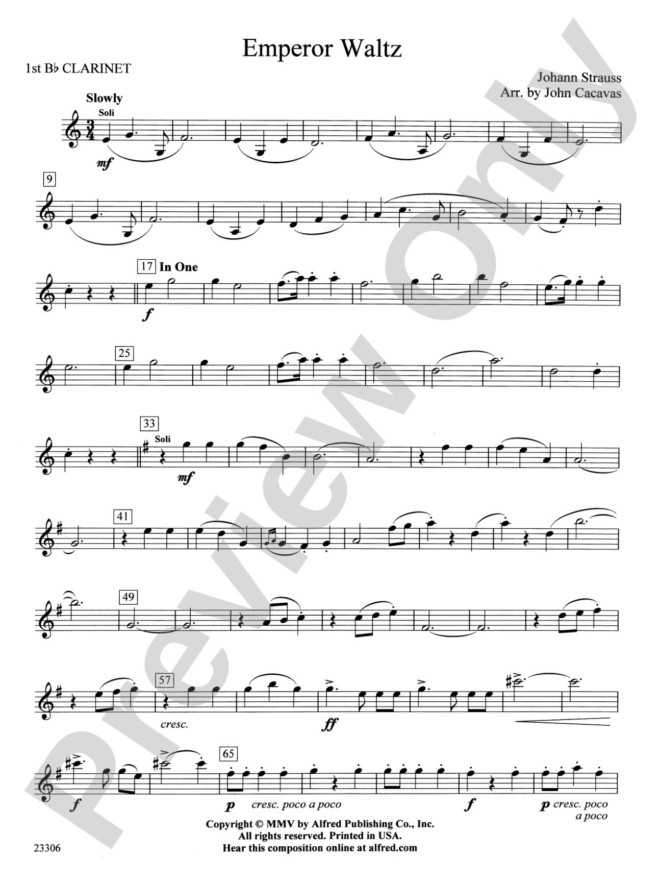 Emperor Waltz: 1st B-flat Clarinet