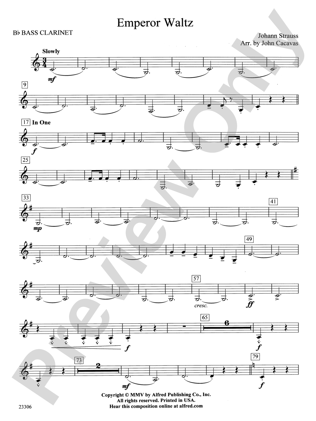Emperor Waltz: B-flat Bass Clarinet