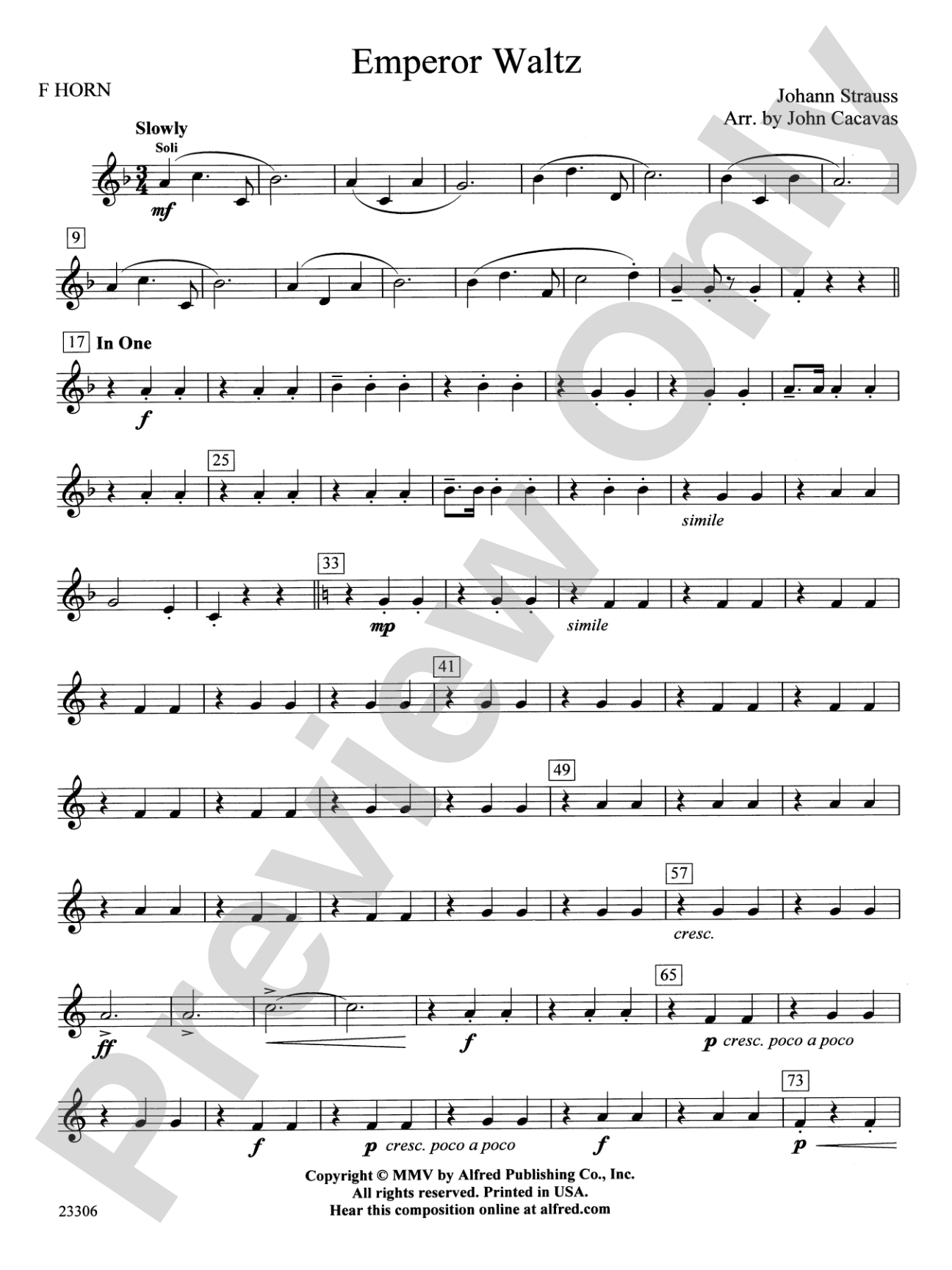 Emperor Waltz: 1st F Horn