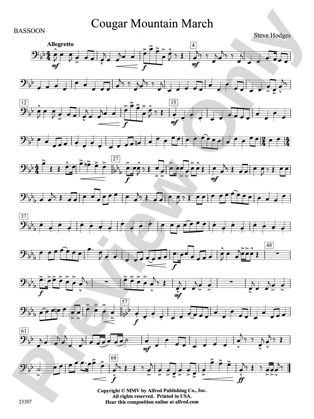 Cougar Mountain March: Bassoon