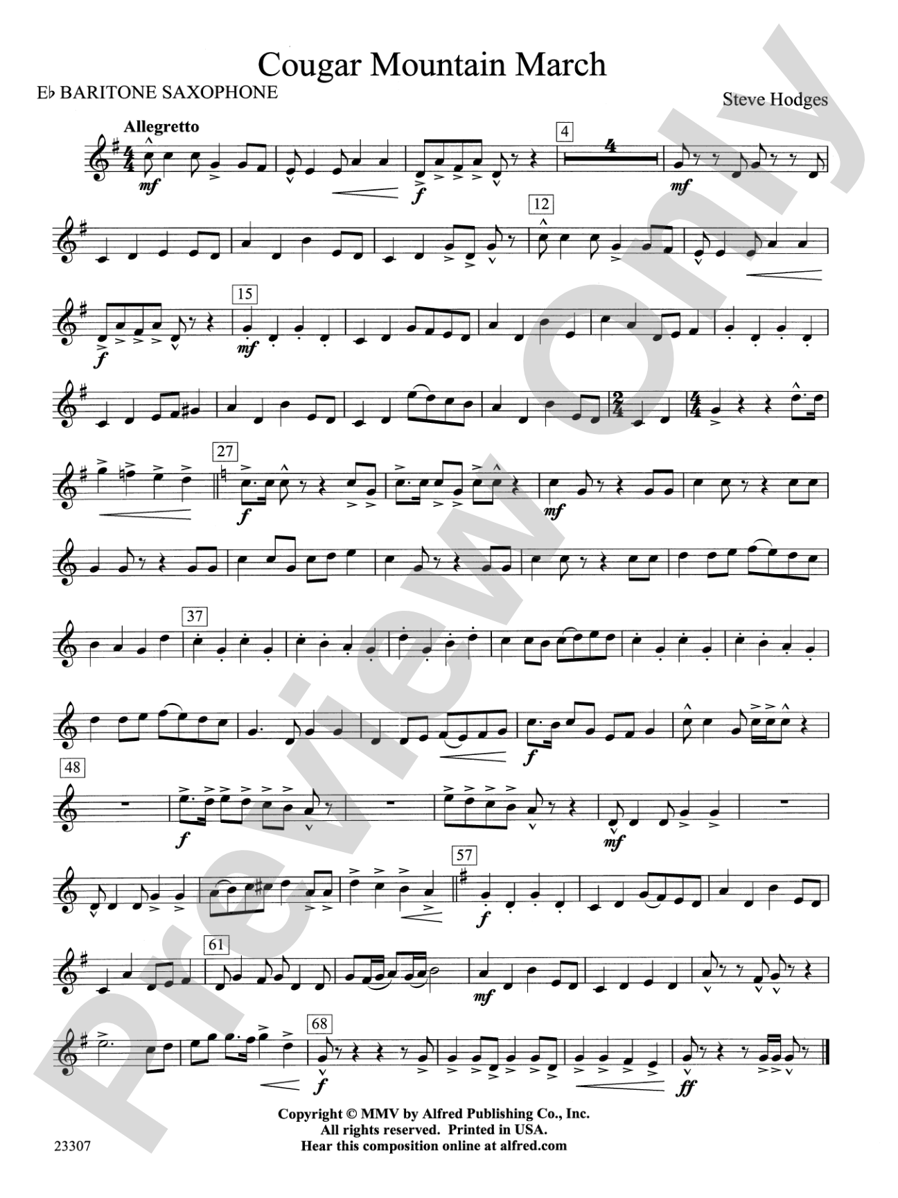 Cougar Mountain March: E-flat Baritone Saxophone