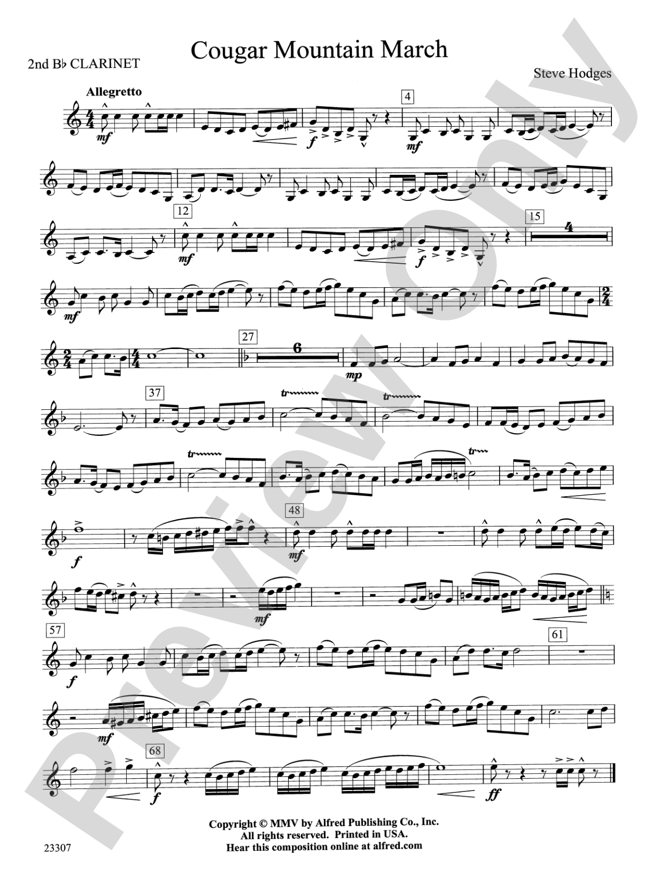Cougar Mountain March: 2nd B-flat Clarinet
