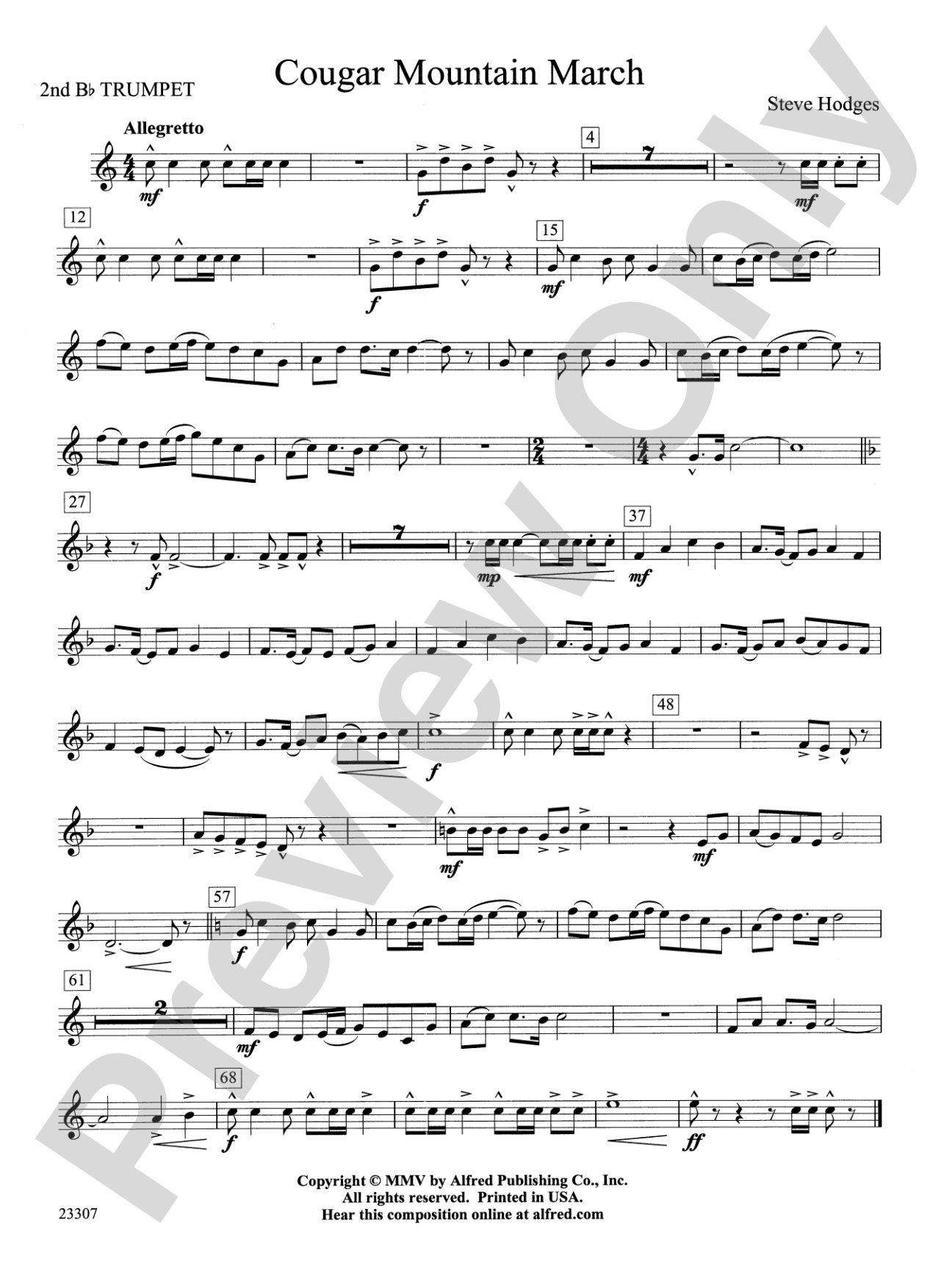 Cougar Mountain March: 2nd B-flat Trumpet