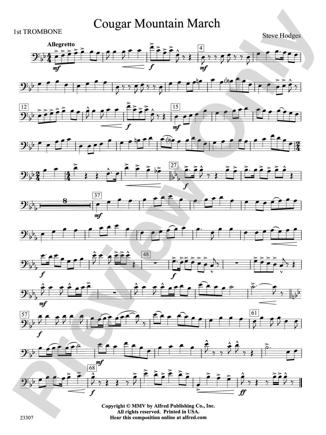 Cougar Mountain March: 1st Trombone