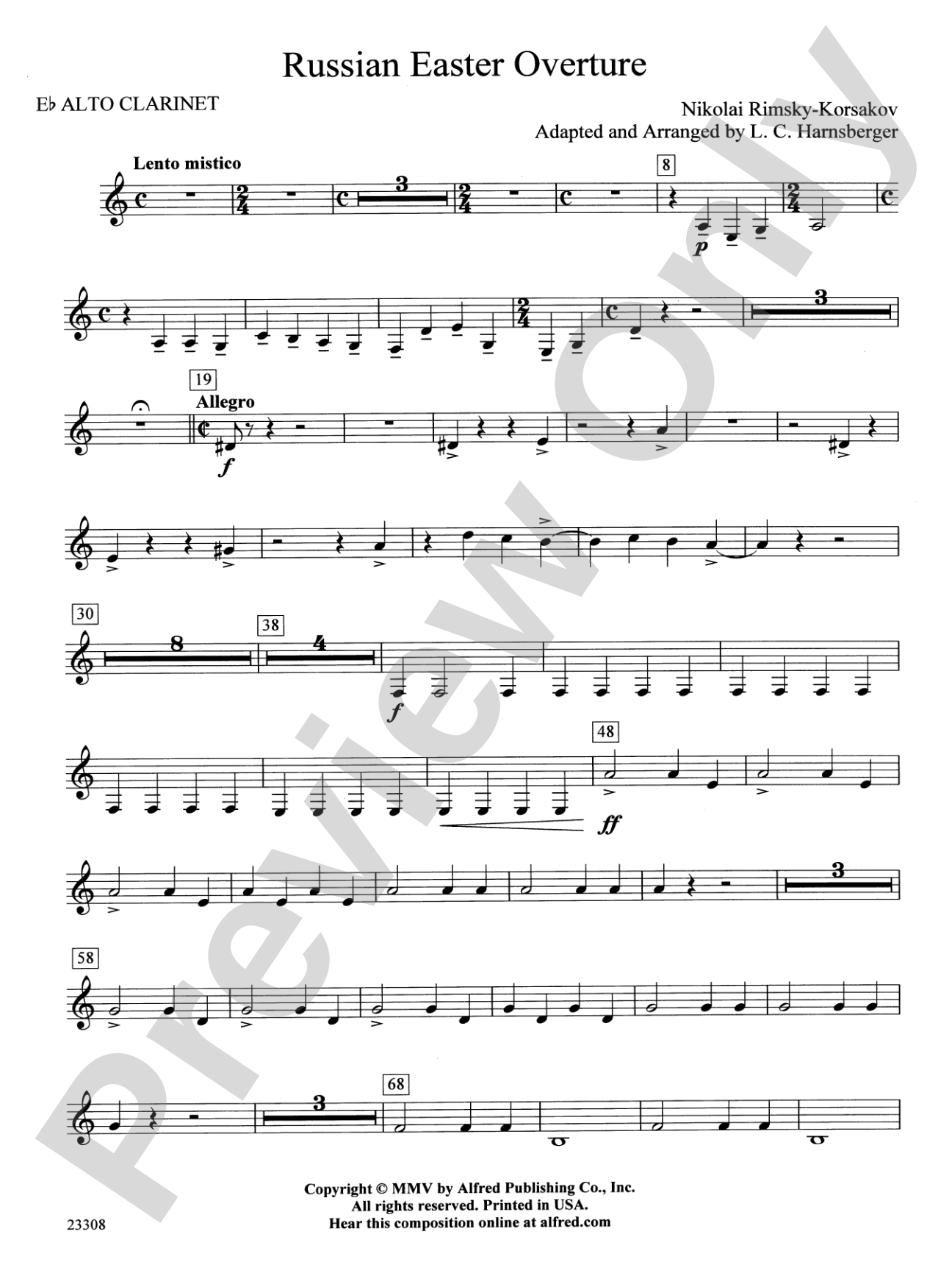 Russian Easter Overture: E-flat Alto Clarinet