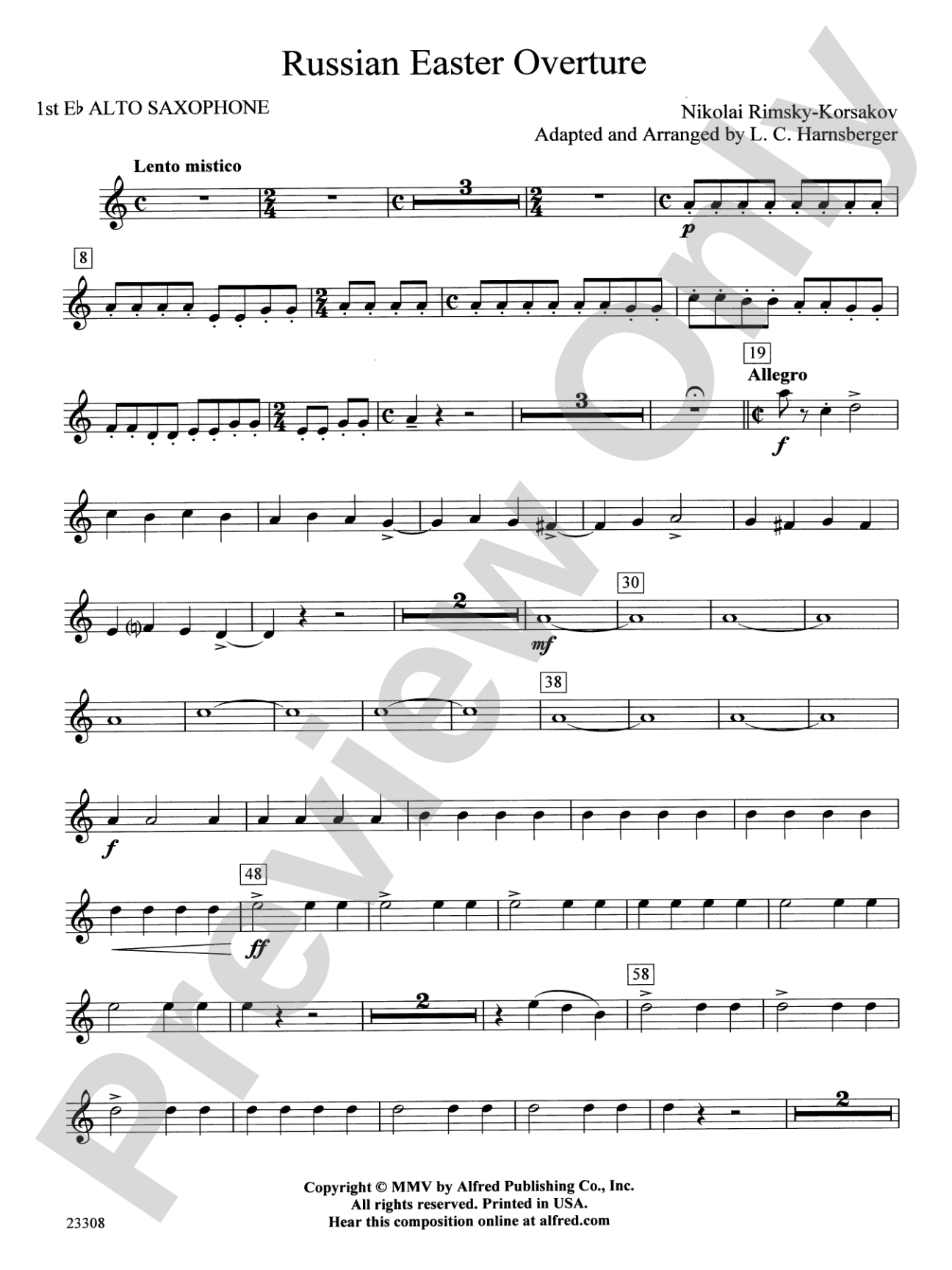 Russian Easter Overture: E-flat Alto Saxophone