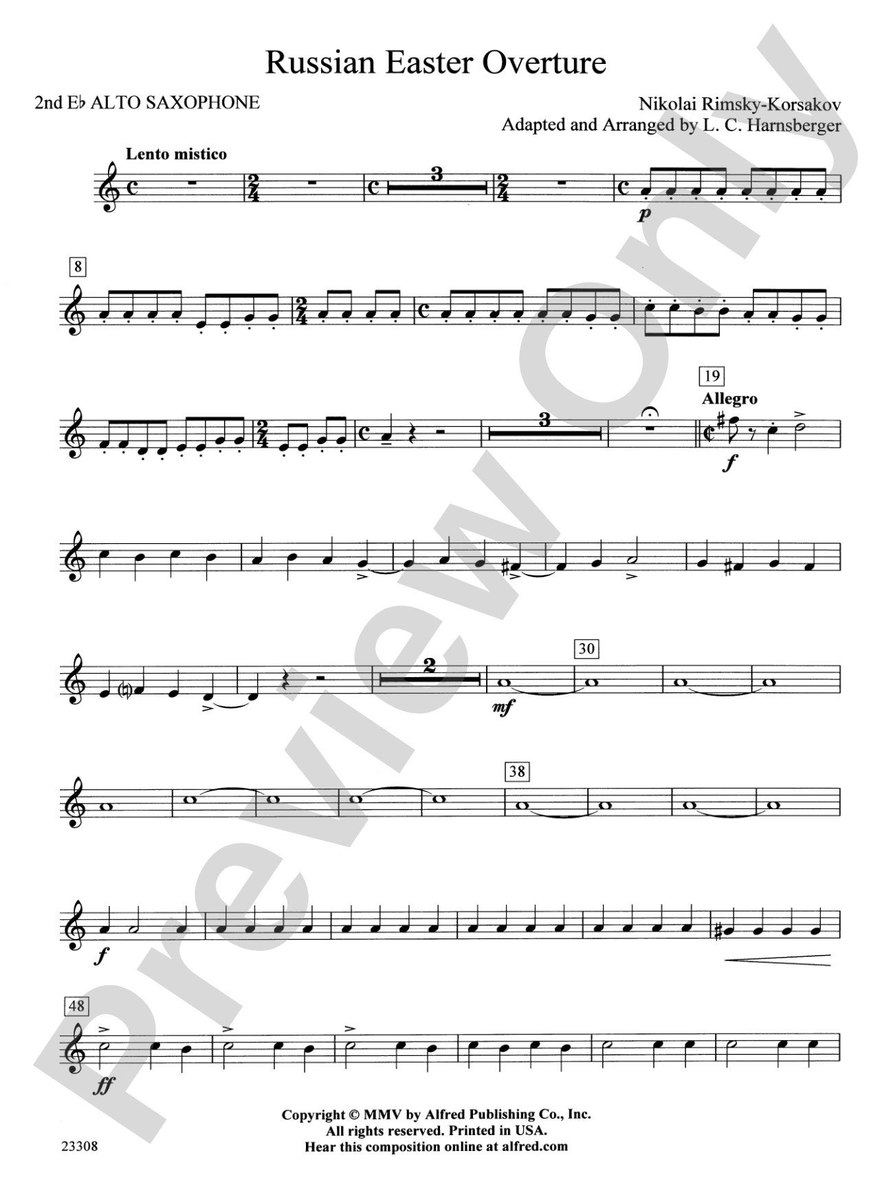 Russian Easter Overture: 2nd E-flat Alto Saxophone