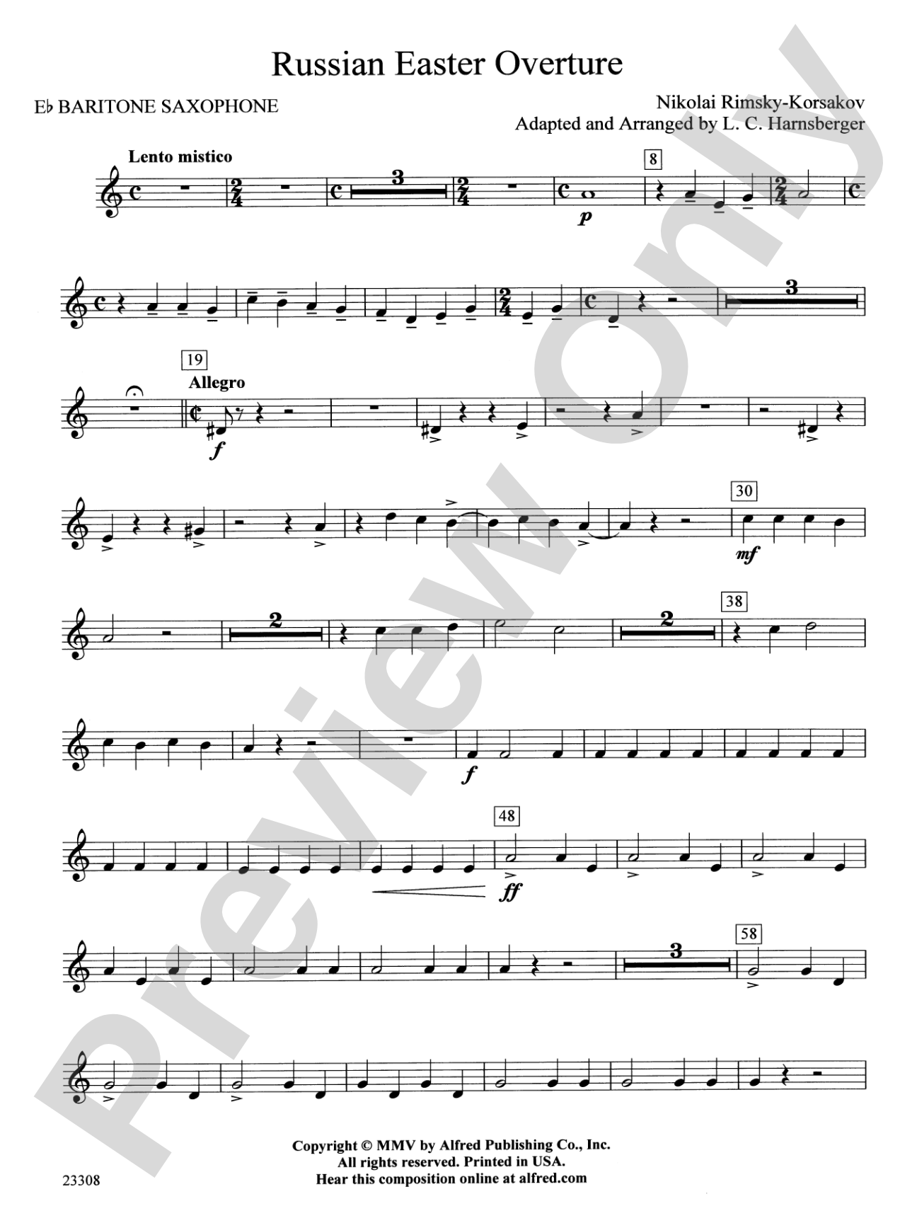 Russian Easter Overture: E-flat Baritone Saxophone