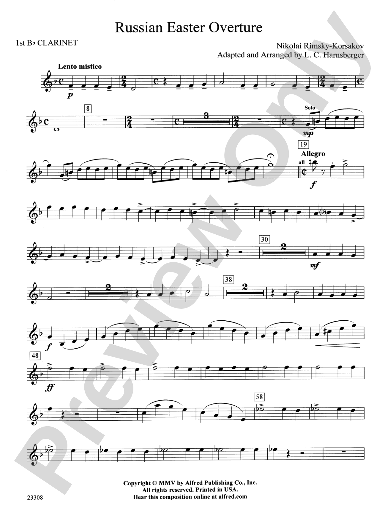 Russian Easter Overture: 1st B-flat Clarinet