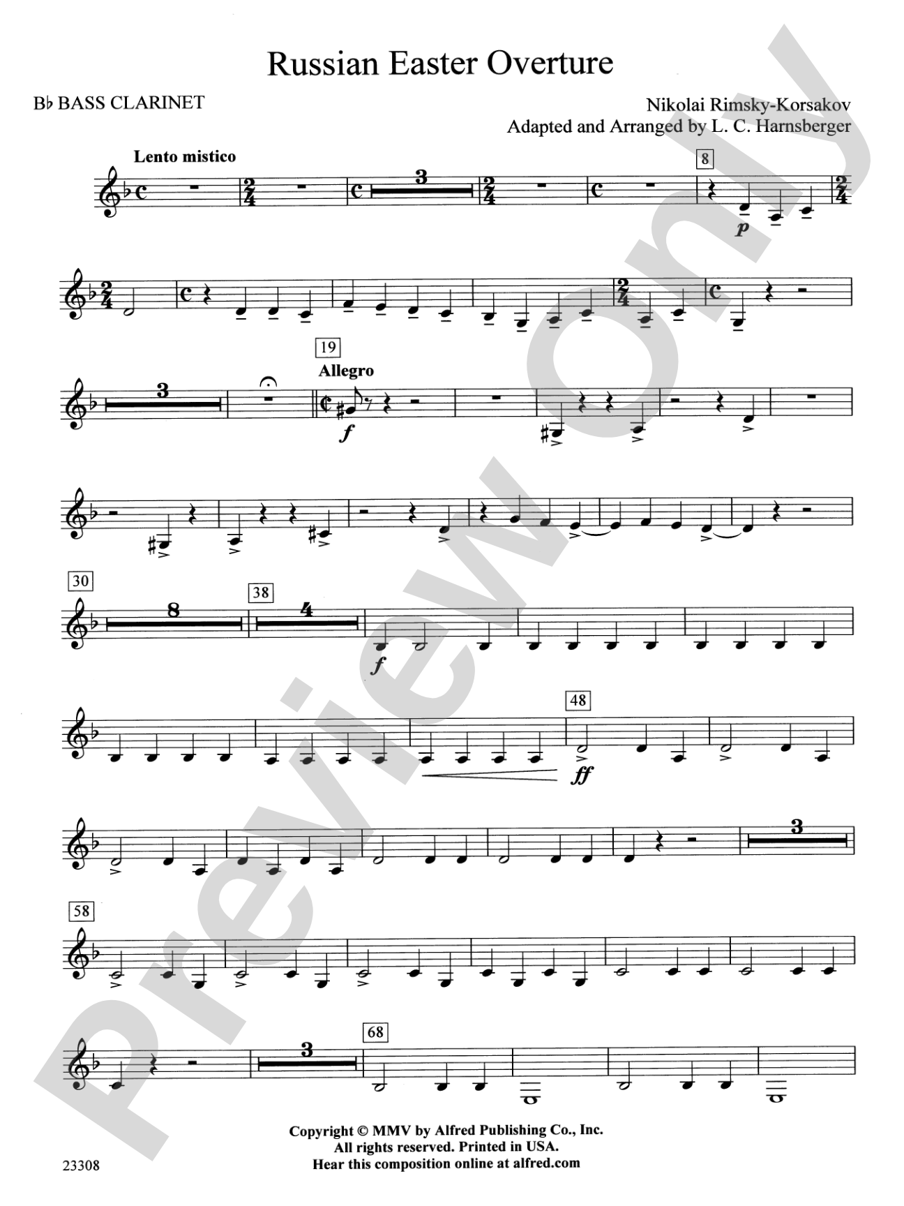 Russian Easter Overture: B-flat Bass Clarinet