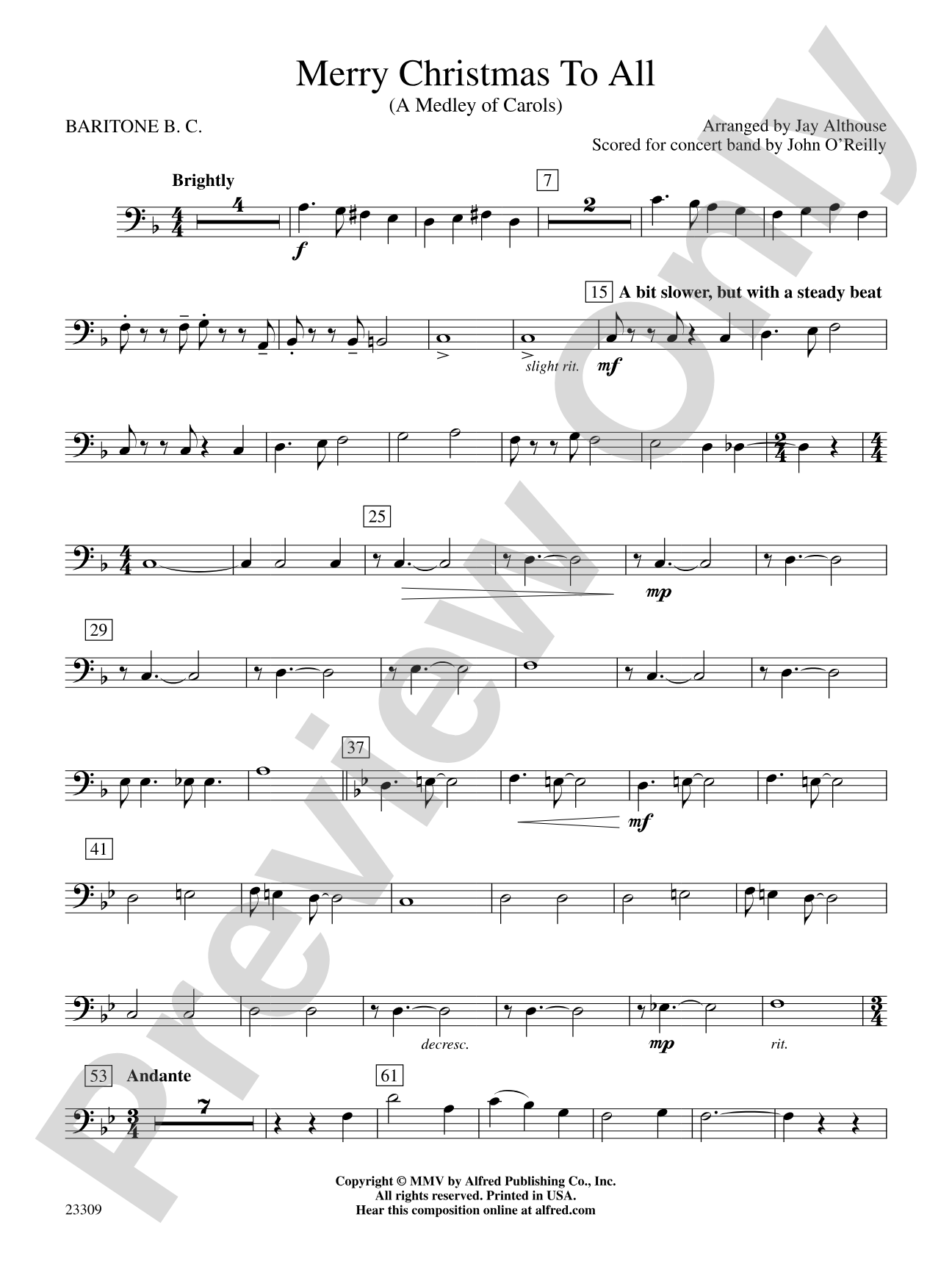 Merry Christmas to All (A Medley of Carols): Baritone B.C.