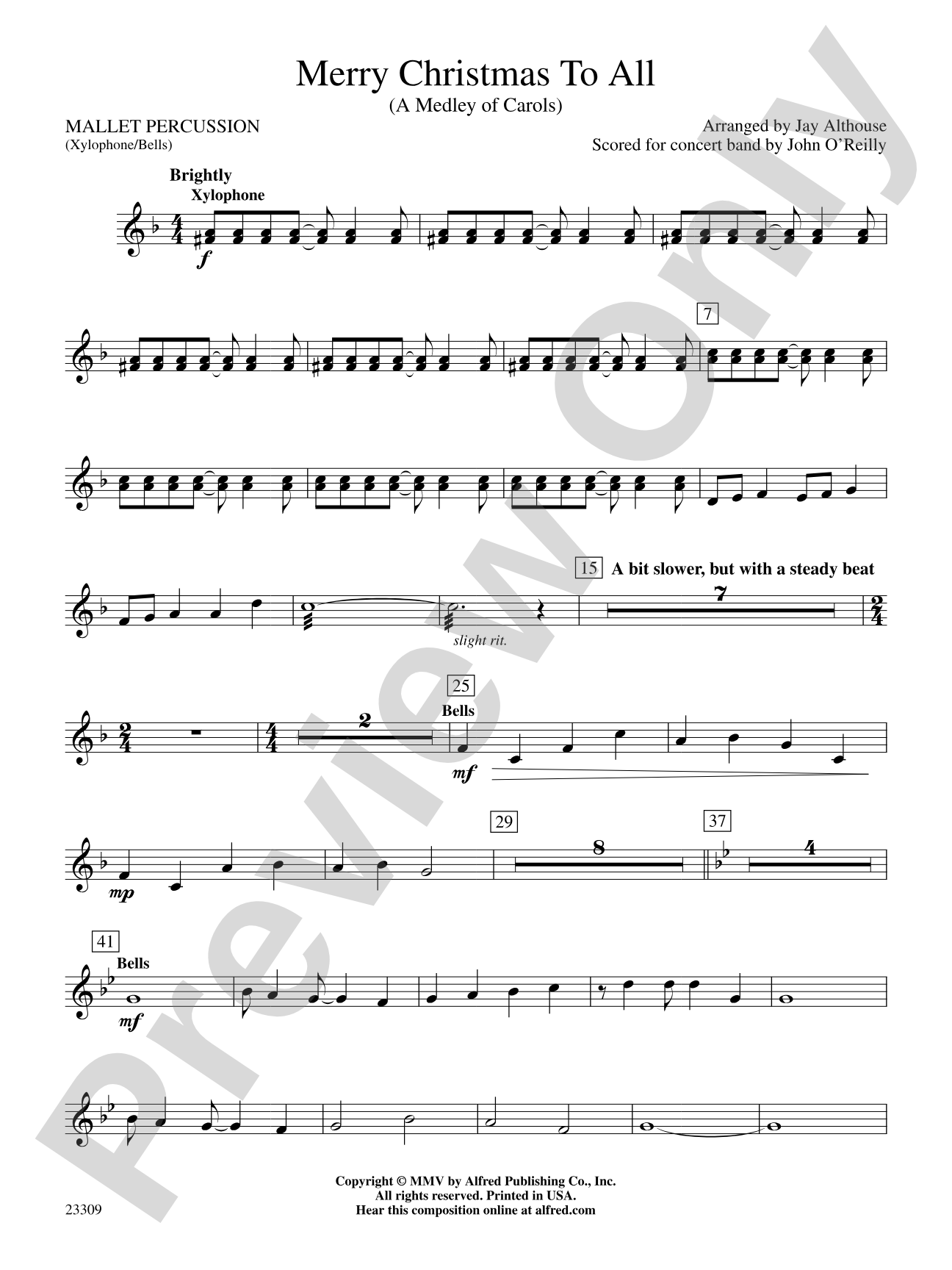 Merry Christmas to All (A Medley of Carols): Mallets