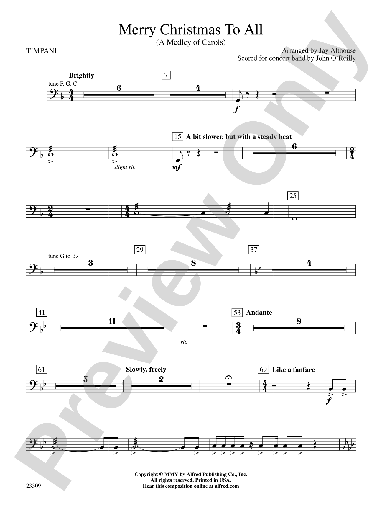 Merry Christmas to All (A Medley of Carols): Timpani