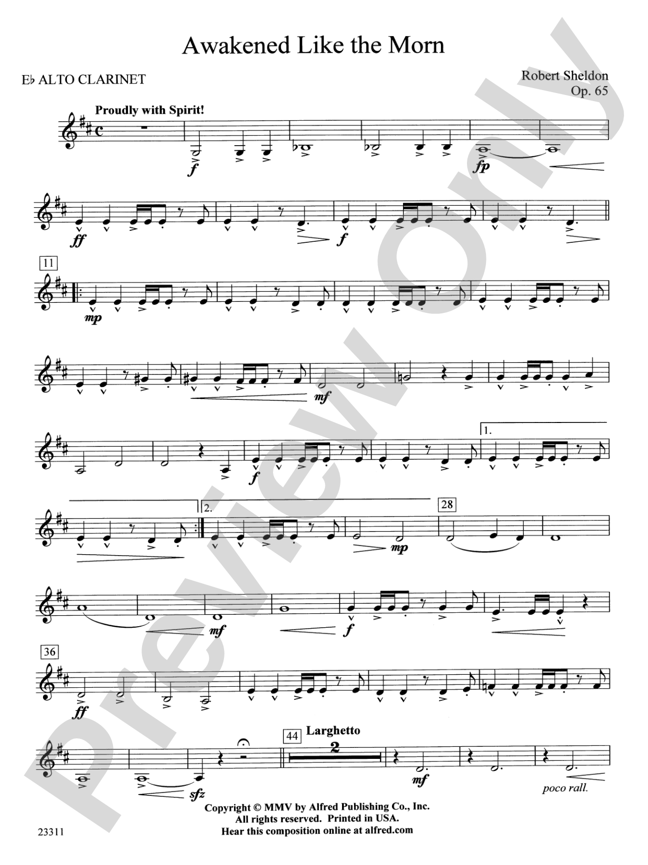 Awakened Like the Morn: E-flat Alto Clarinet