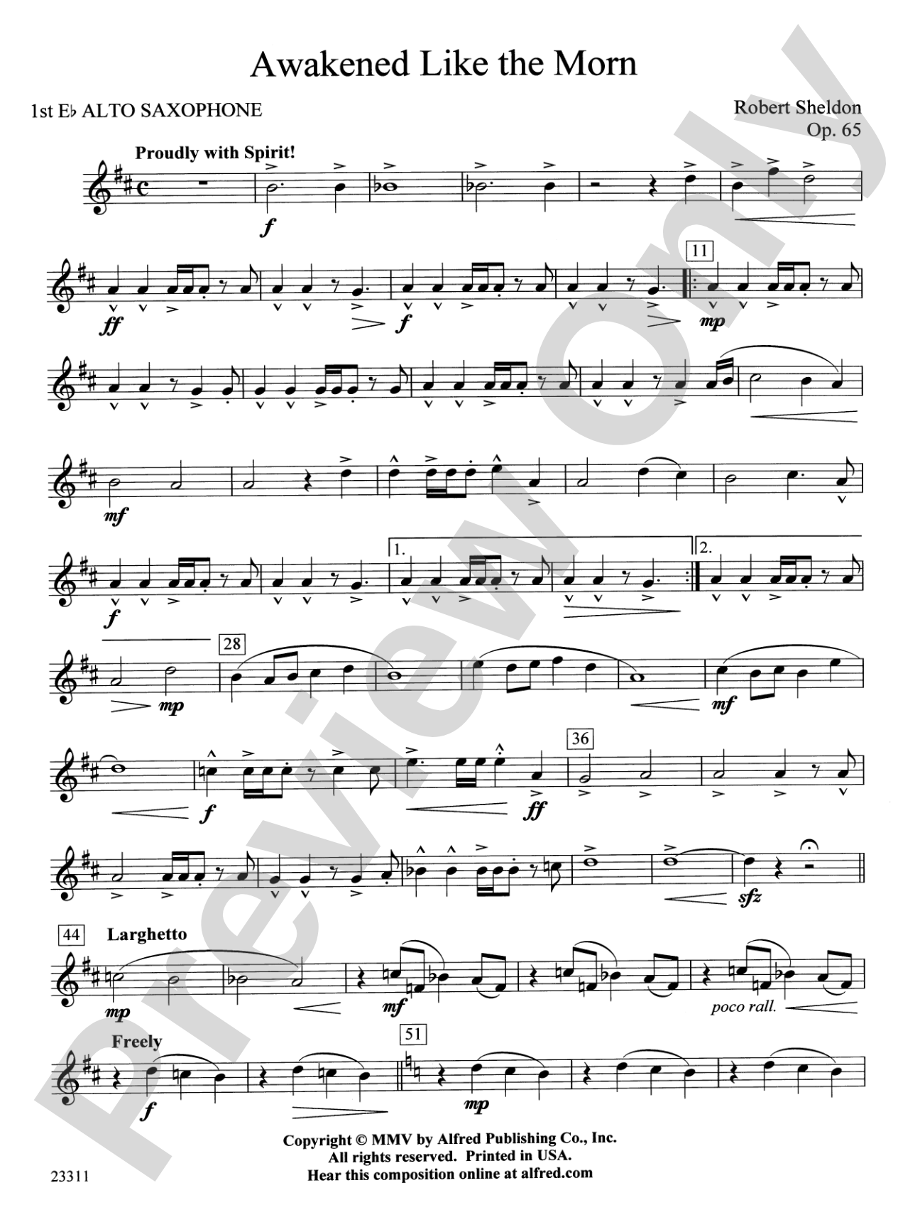 Awakened Like the Morn: E-flat Alto Saxophone