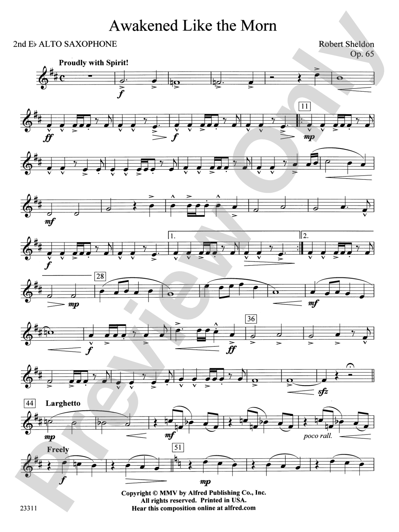 Awakened Like the Morn: 2nd E-flat Alto Saxophone