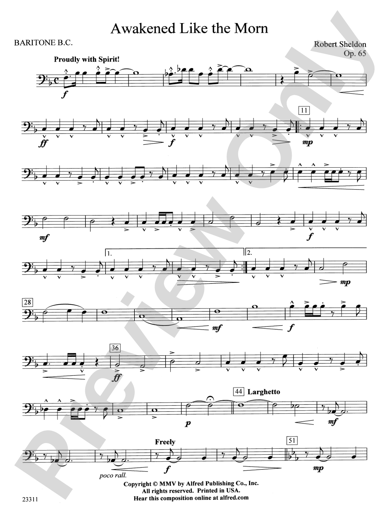 Awakened Like the Morn: Baritone B.C.