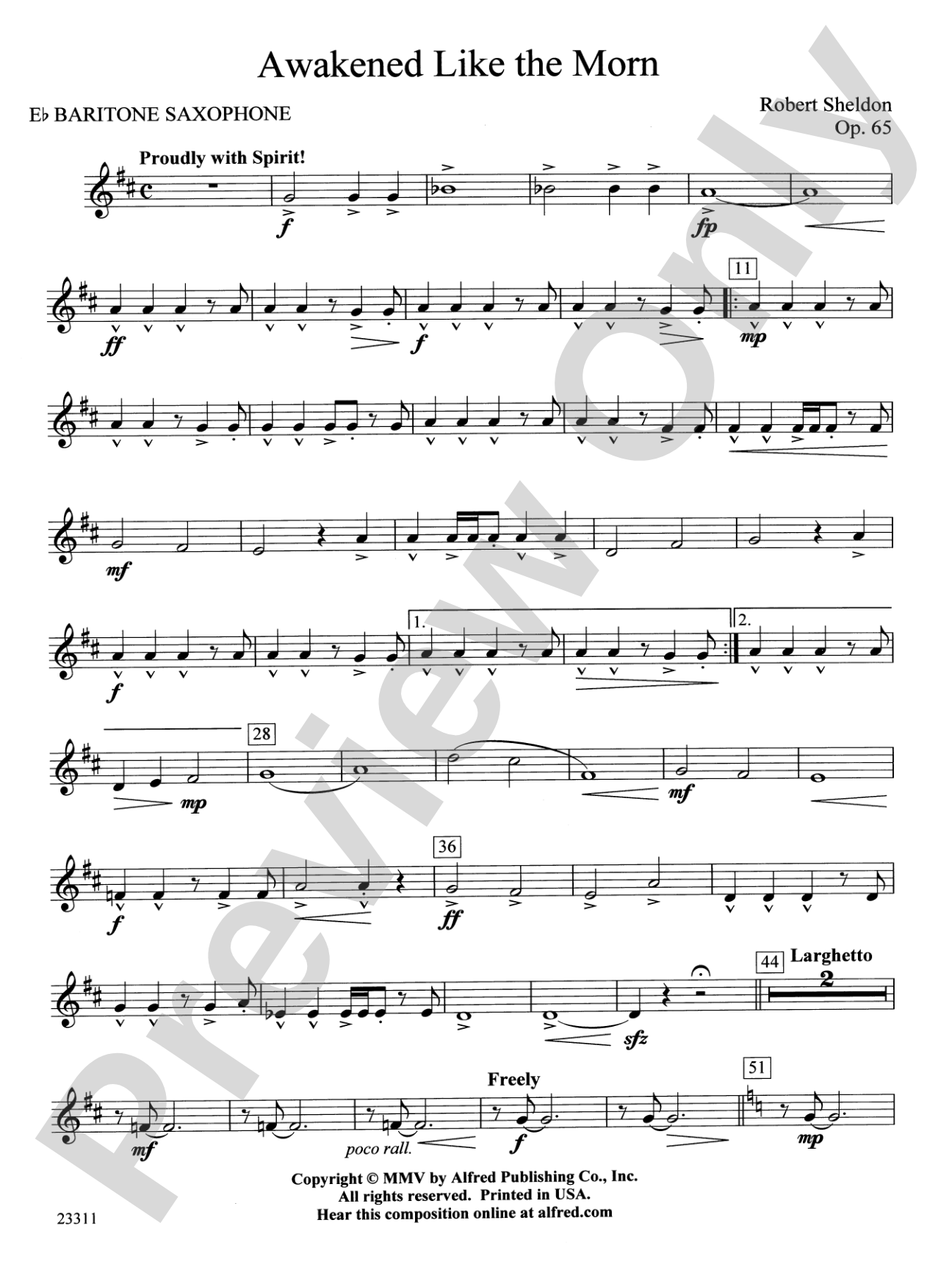 Awakened Like the Morn: E-flat Baritone Saxophone
