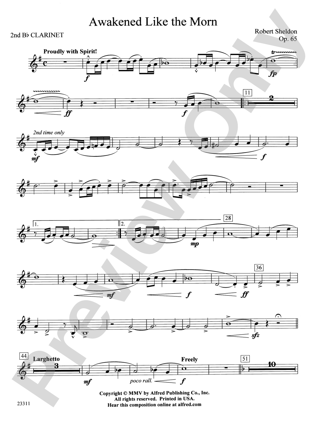 Awakened Like the Morn: 2nd B-flat Clarinet
