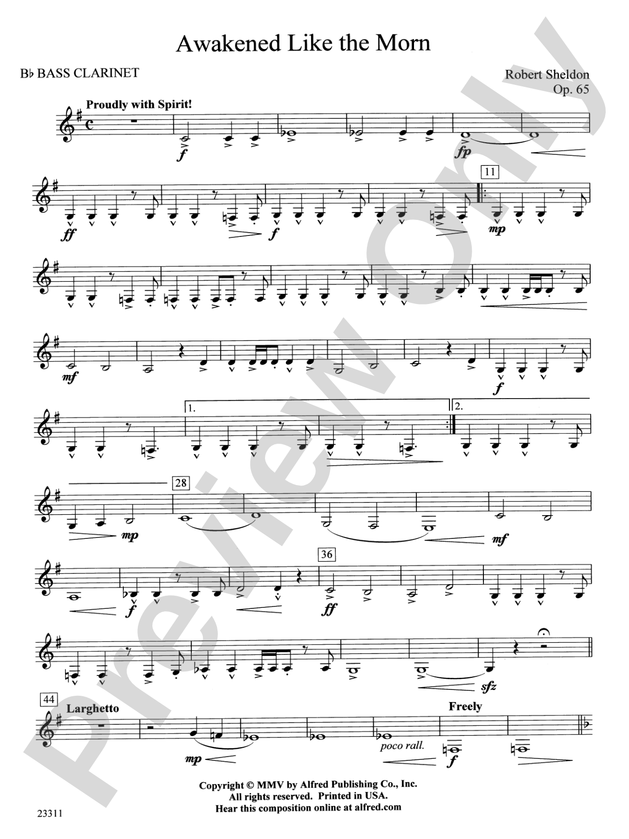 Awakened Like the Morn: B-flat Bass Clarinet