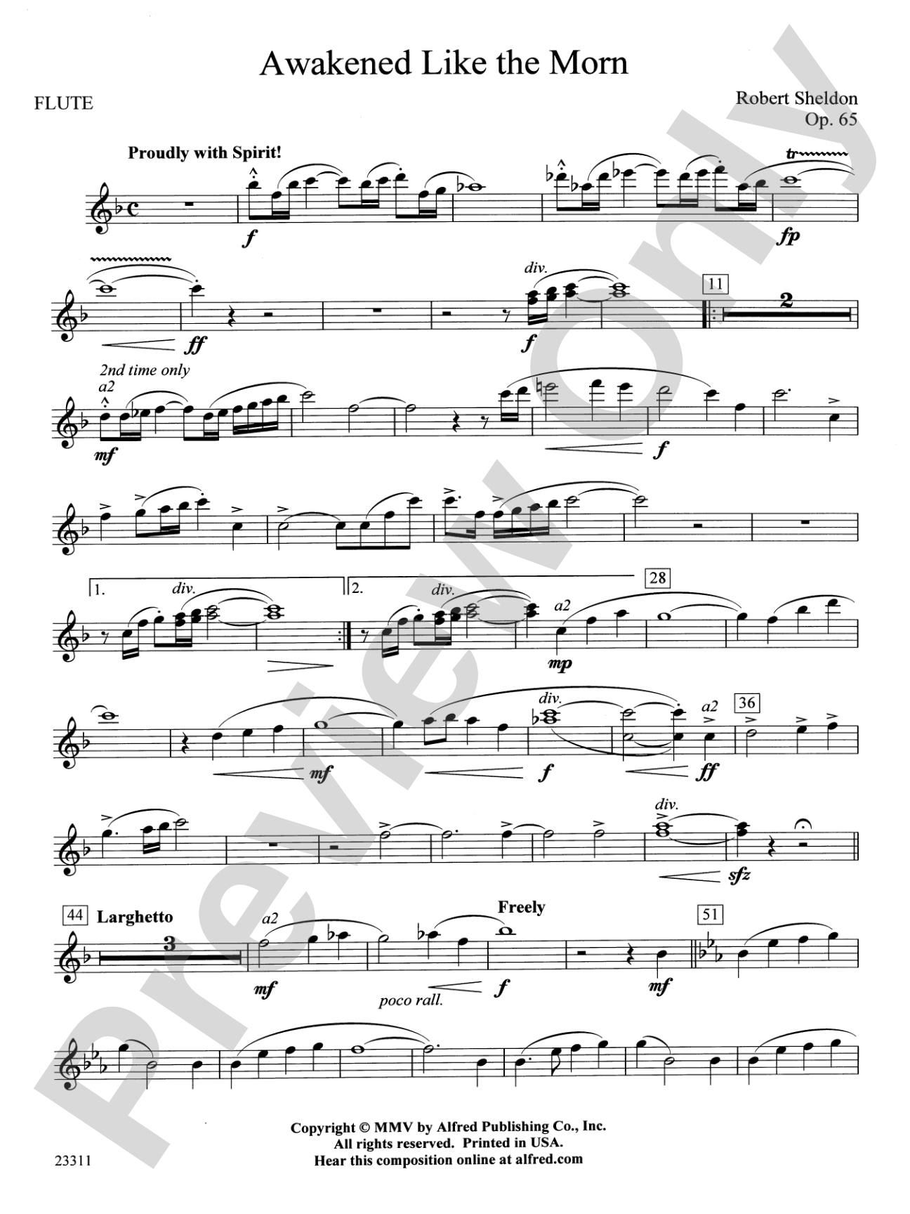 Awakened Like the Morn: Flute