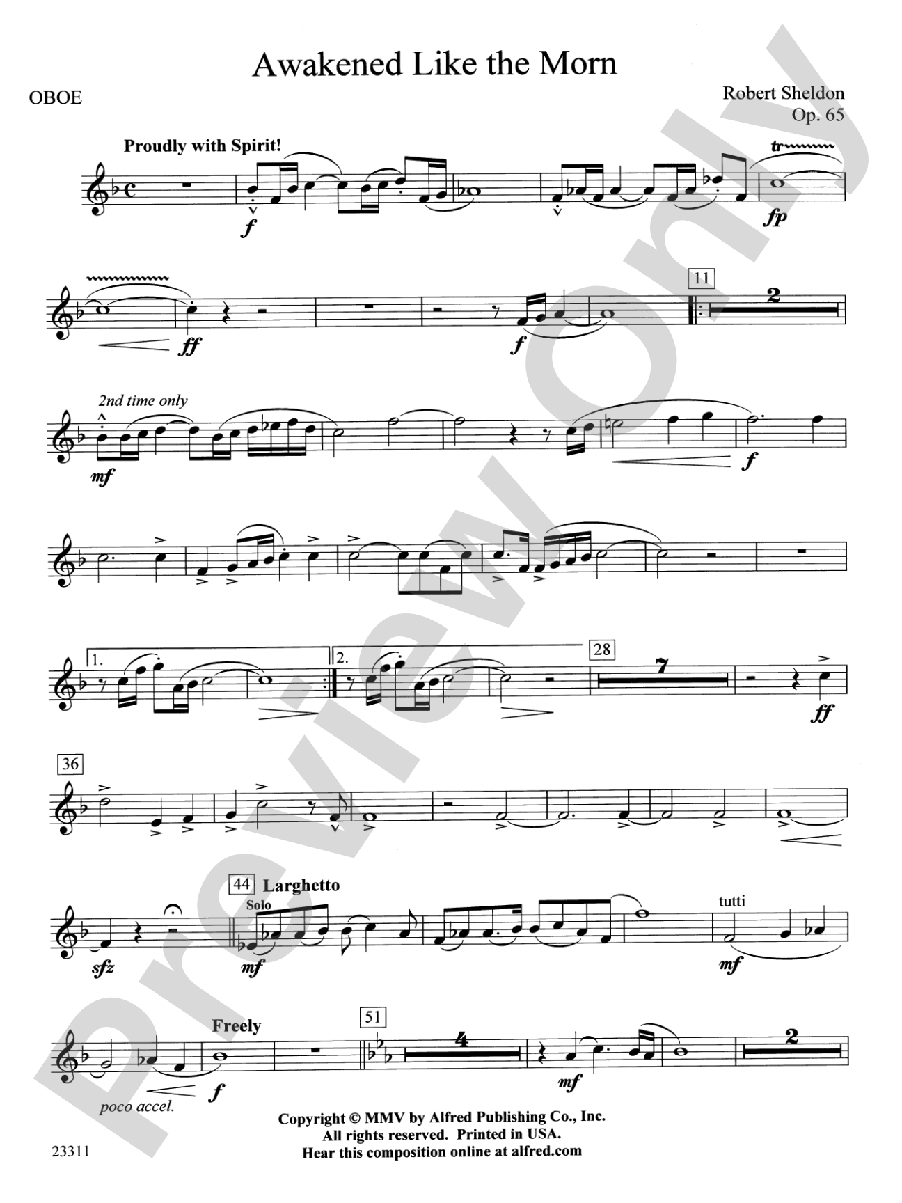 Awakened Like the Morn: Oboe